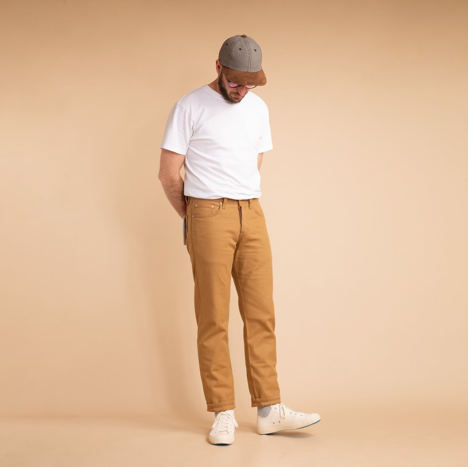 NAKED & FAMOUS WeirdGuy Army Green "Duck" Canvas Selvedge worn by flâneurs