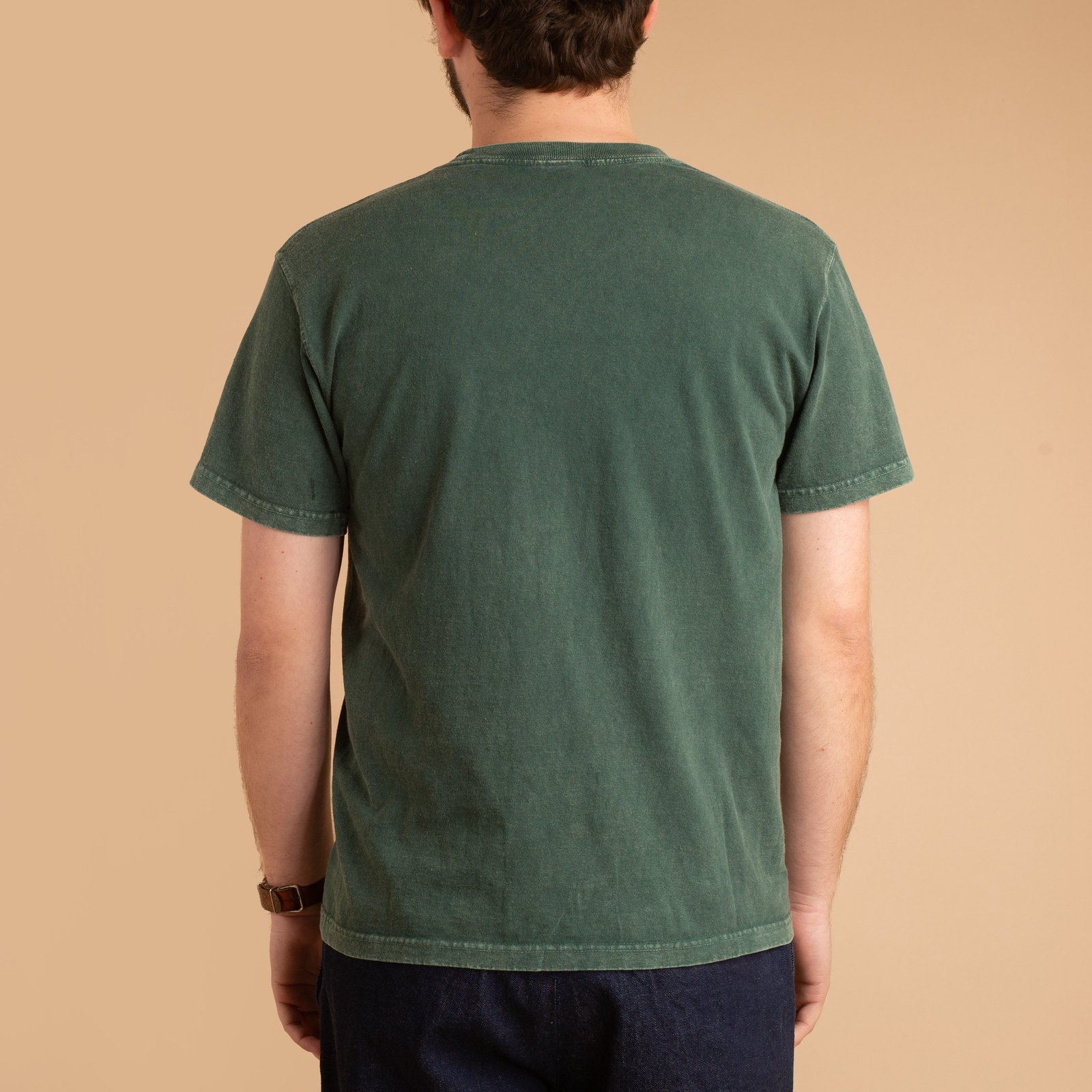 Short Sleeve Crew T-shirt Vintage Dye Dark Green