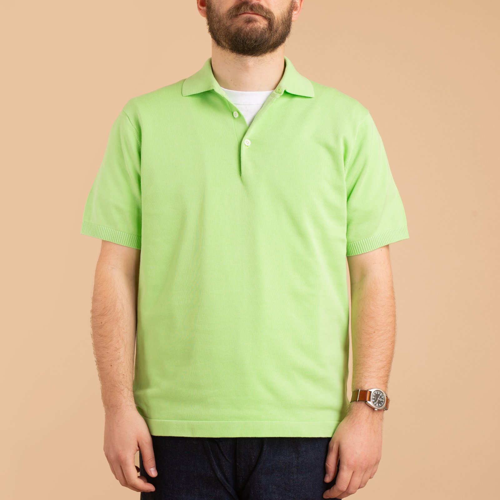 Short Sleeve Knit Polo Green