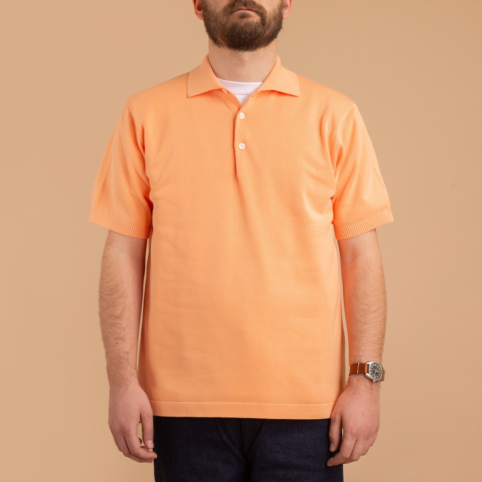 Short Sleeve Knit Polo Orange