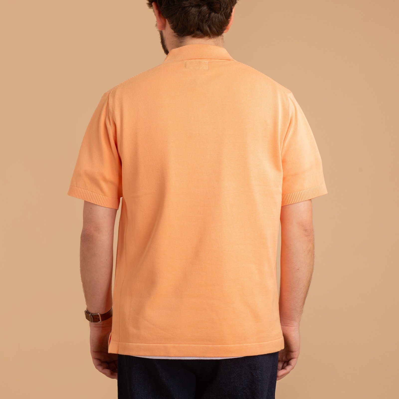 Short Sleeve Knit Polo Orange