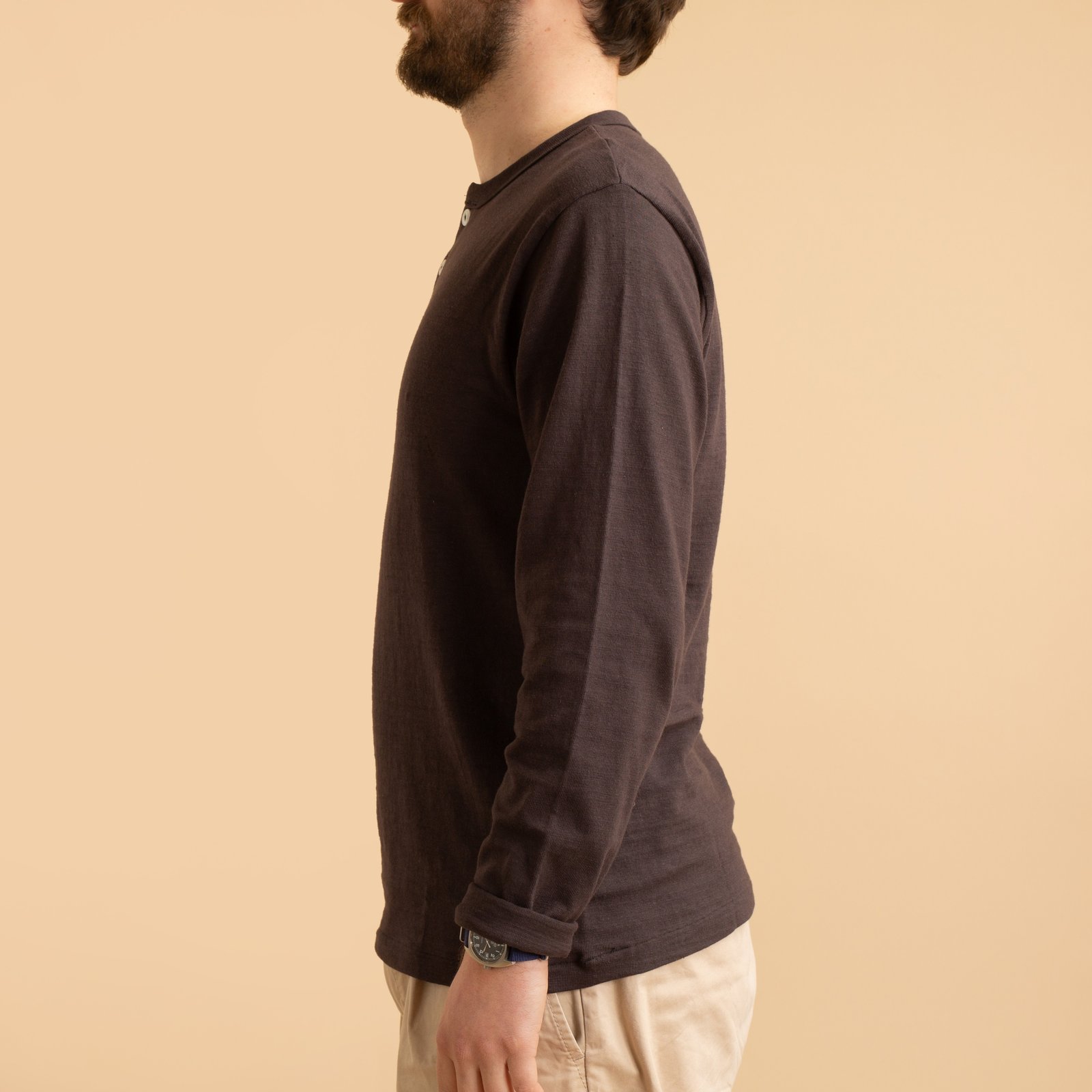 Lot 5907 Long Sleeve Henley Neck T-Shirt Black