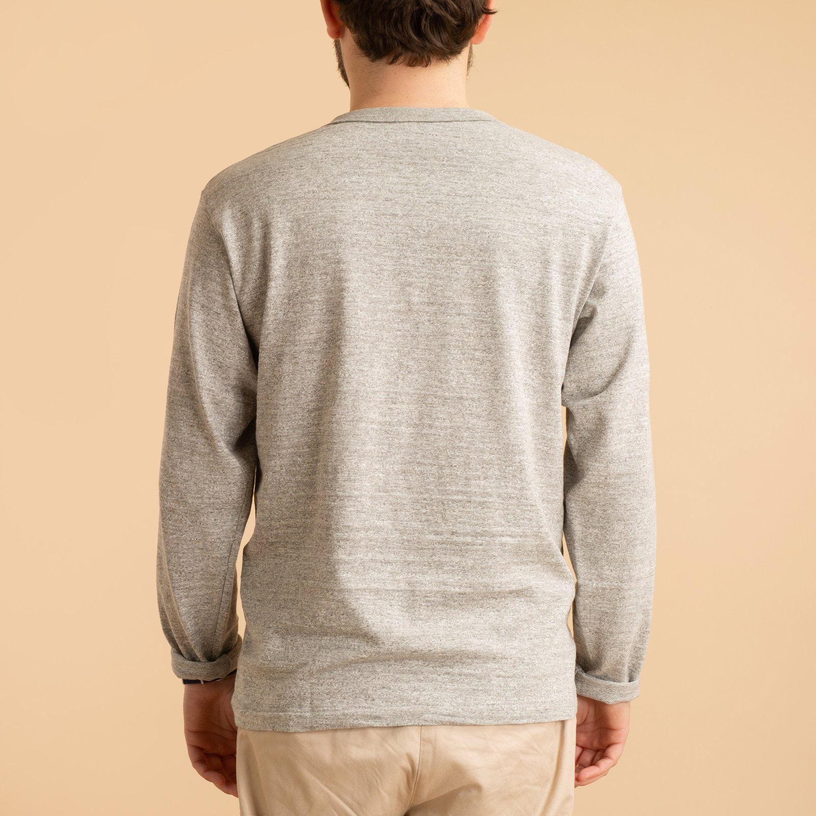 Lot 5907 Long Sleeve Henley Neck T-Shirt Heather Grey