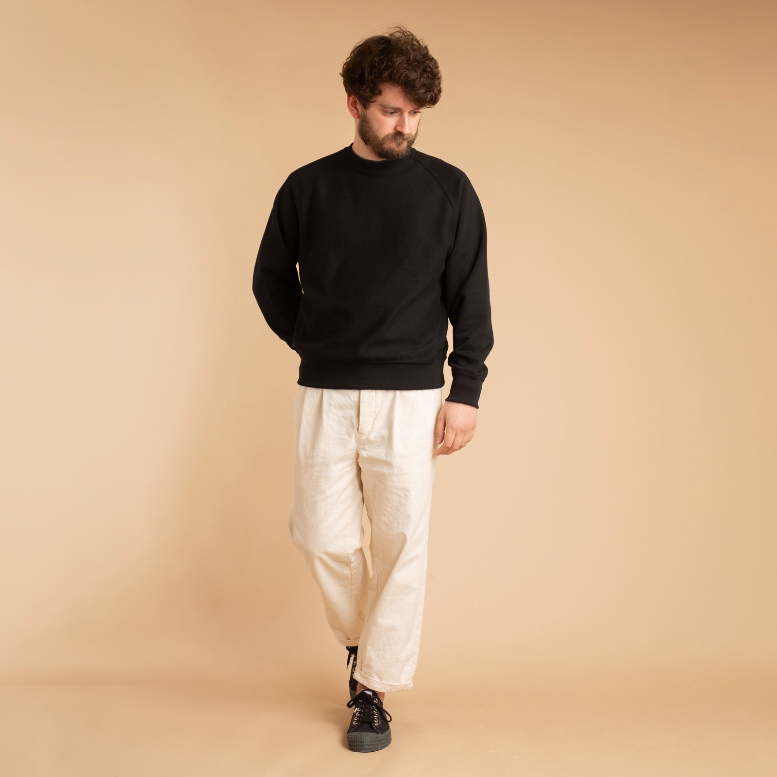 "SURE MFG" Black Spring Terry Crewneck Sweatshirt