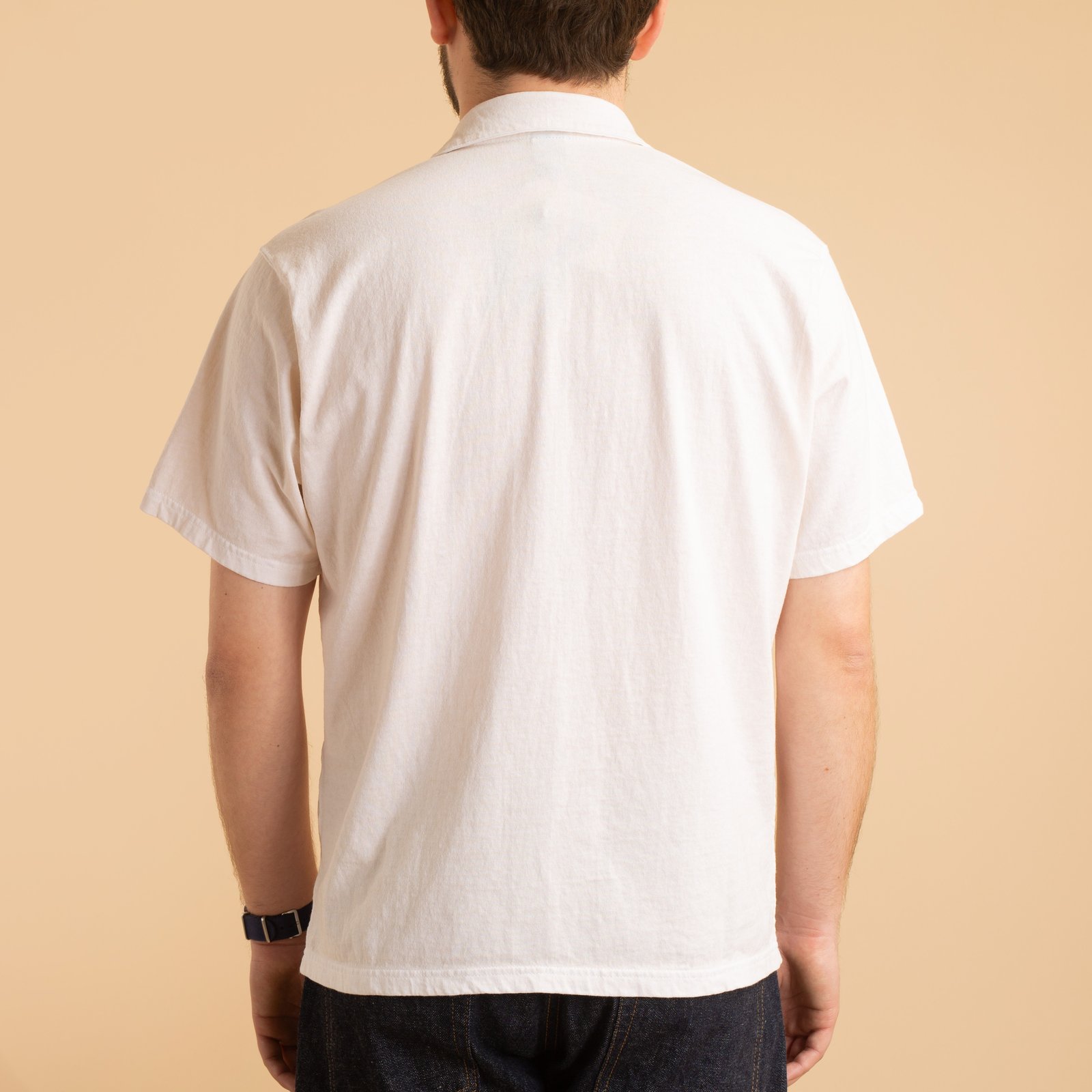 Short Sleeve Open Tee Shirts in Natural Color