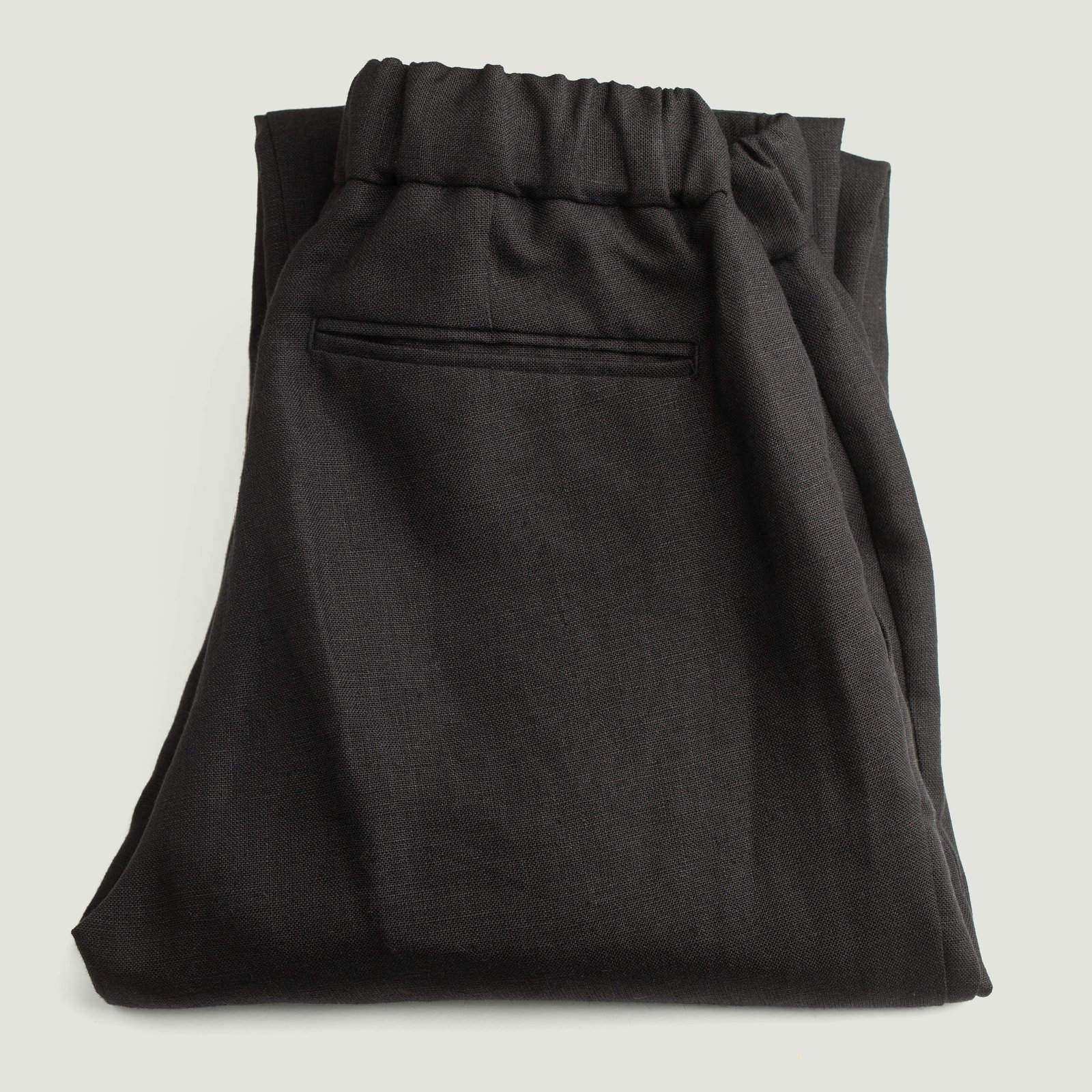 T005 Linen Drawstring Trousers Black