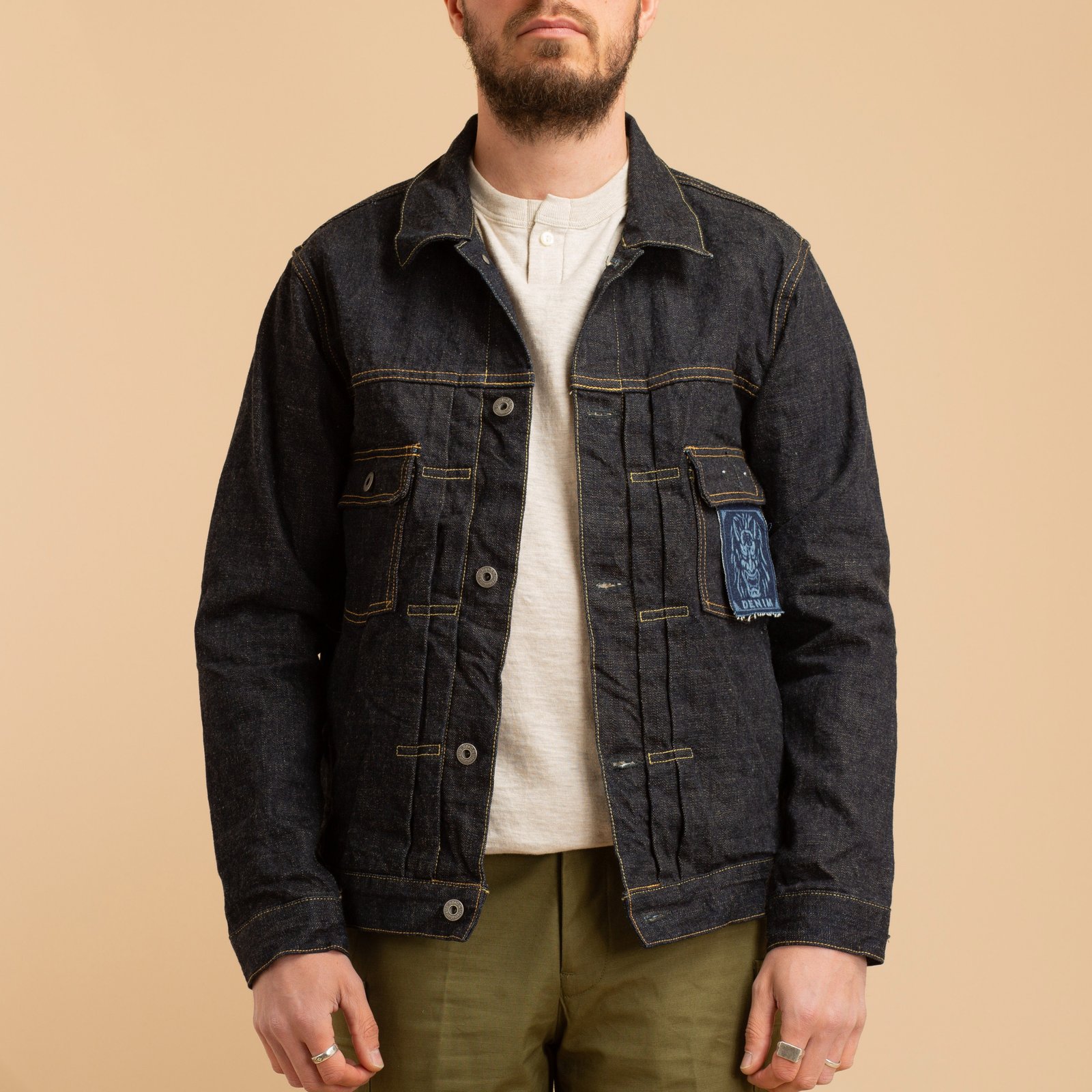 02516P-14KBE 14oz Indigo x Beige Type II Jacket