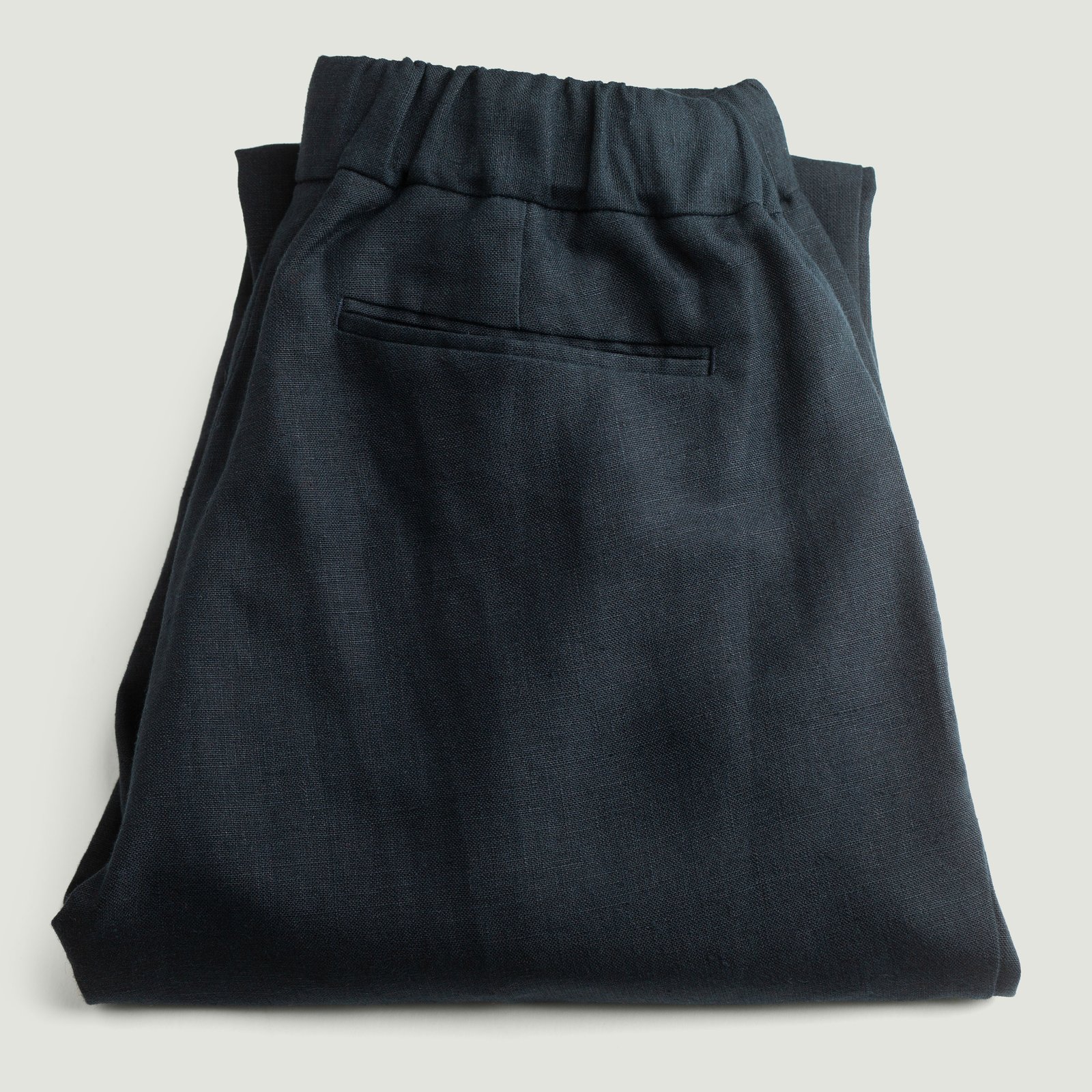 T005 Linen Drawstring Trousers Navy