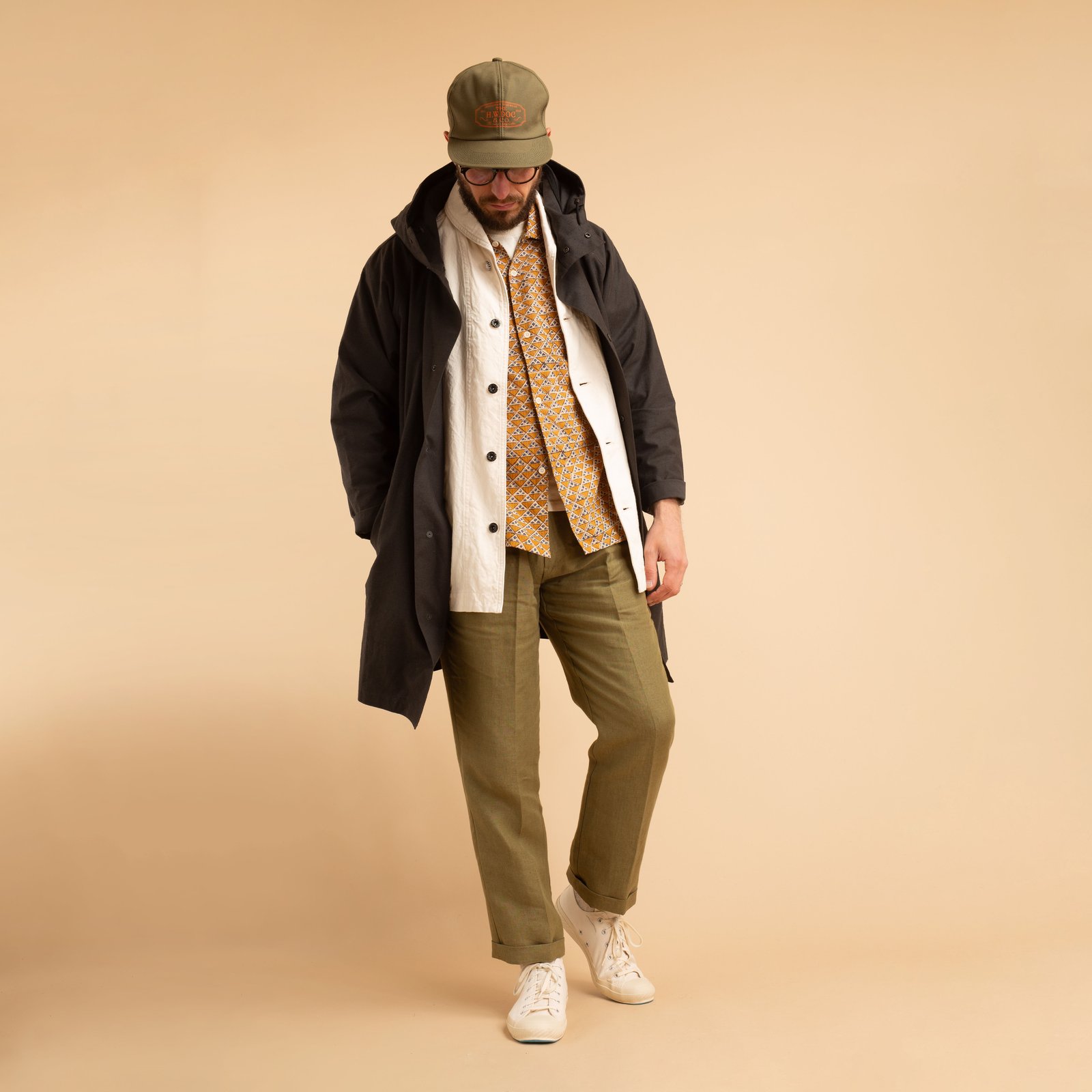 T005 Linen Drawstring Trousers Moss