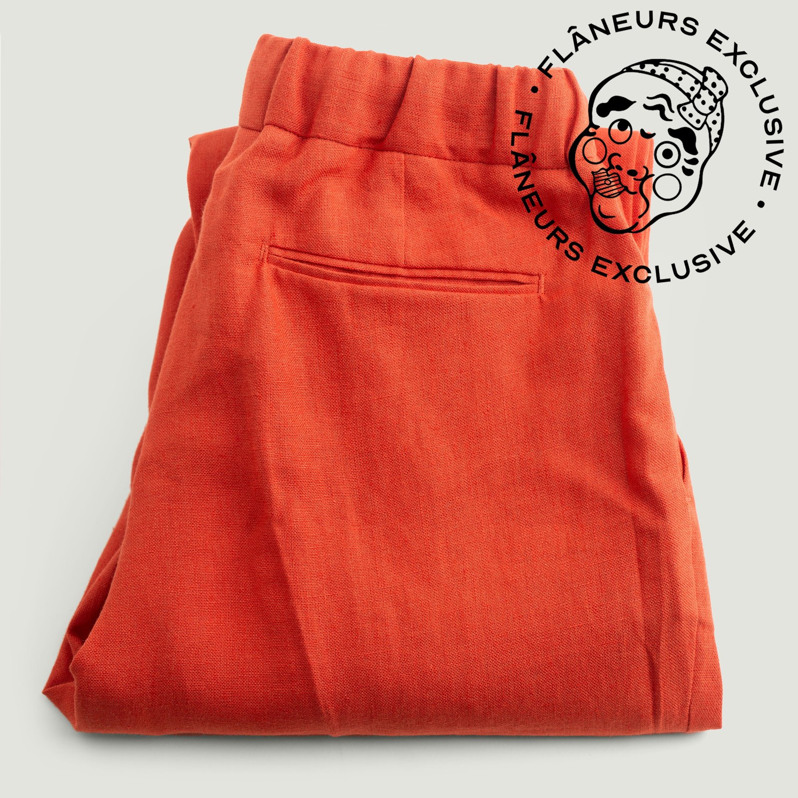 T005 Linen Drawstring Trousers Orange