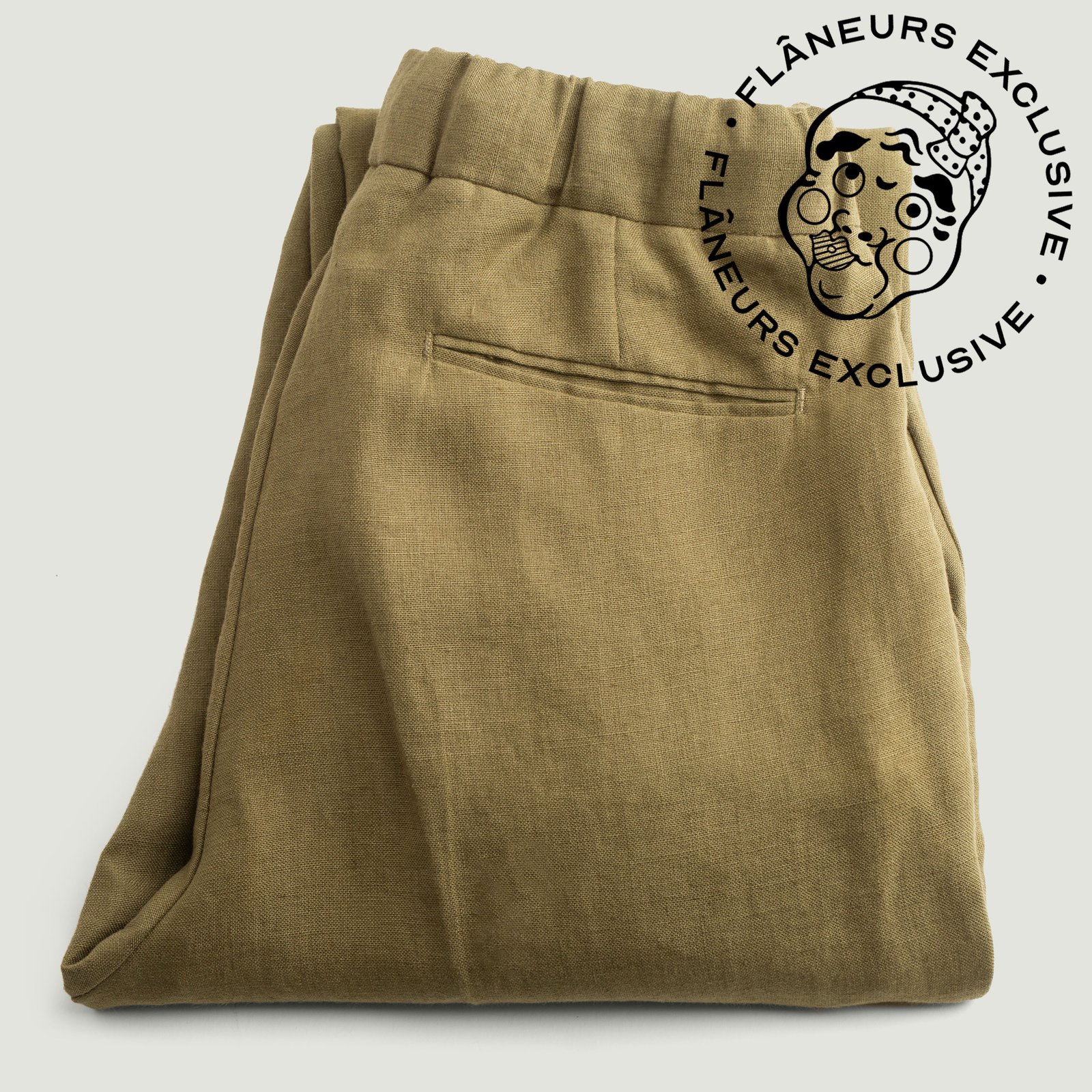 T005 Linen Drawstring Trousers Moss