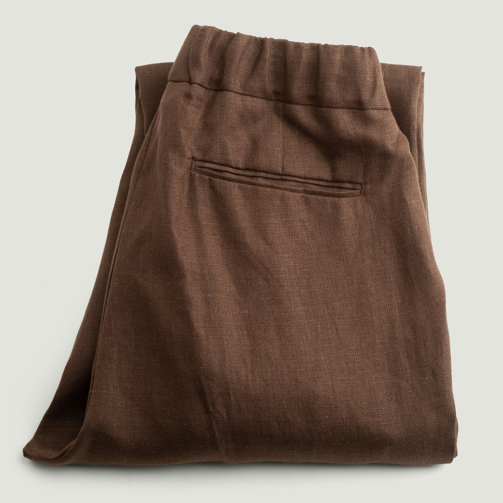 T005 Linen Drawstring Trousers Chocolate