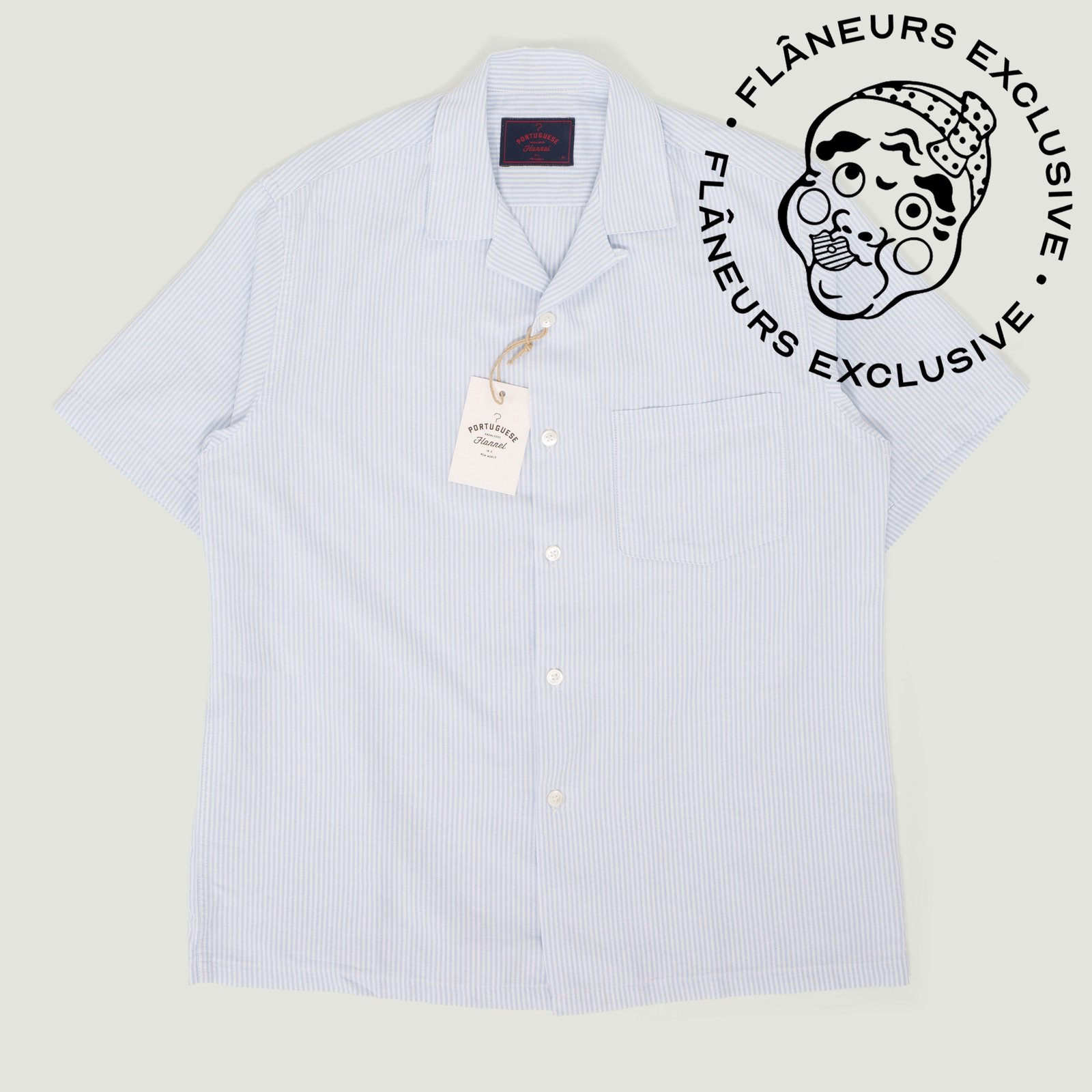 S/S Belavista Camp Collar Stripe Light Blue