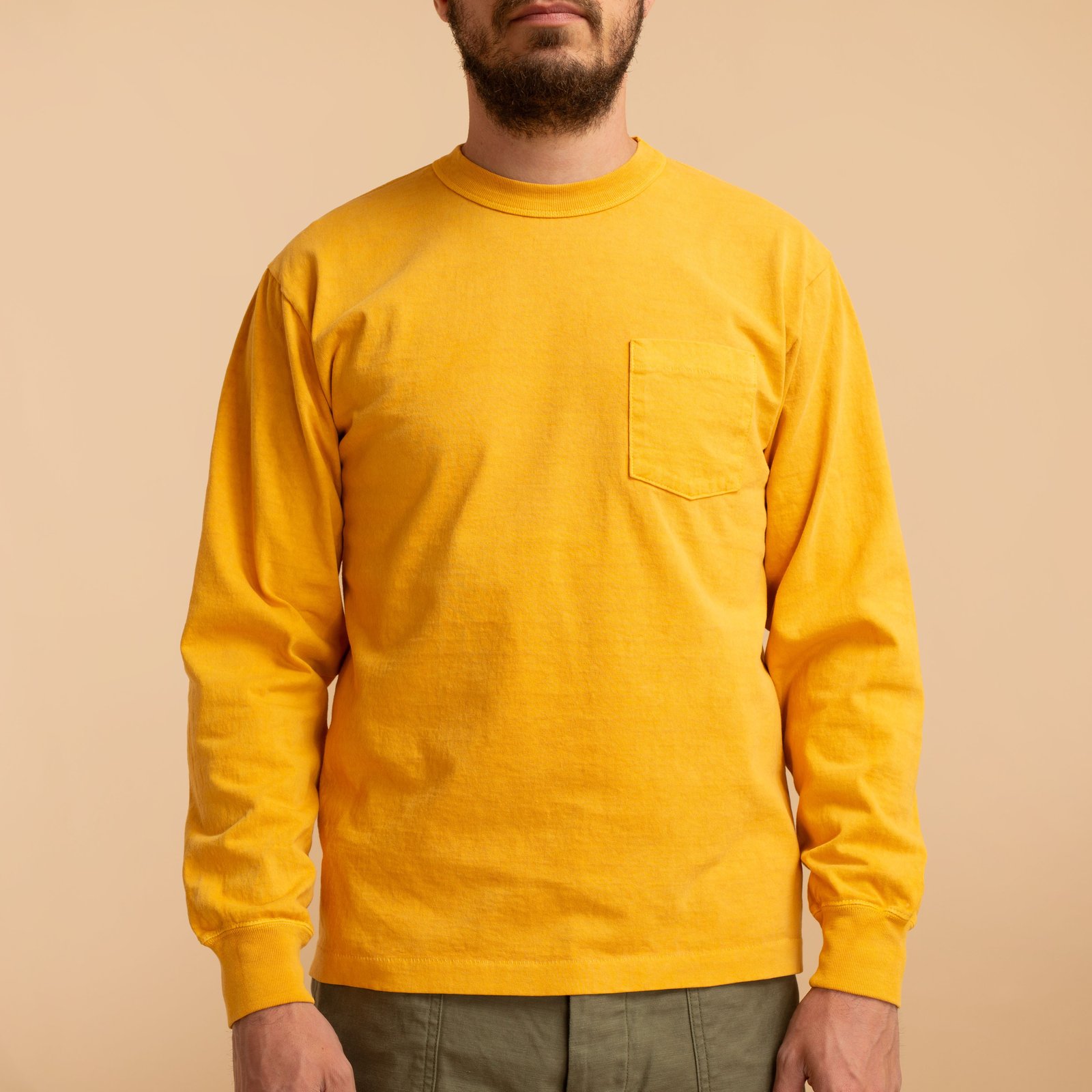 "SURE MFG" 7.5oz Pocket Long Sleeve Tee Mustard