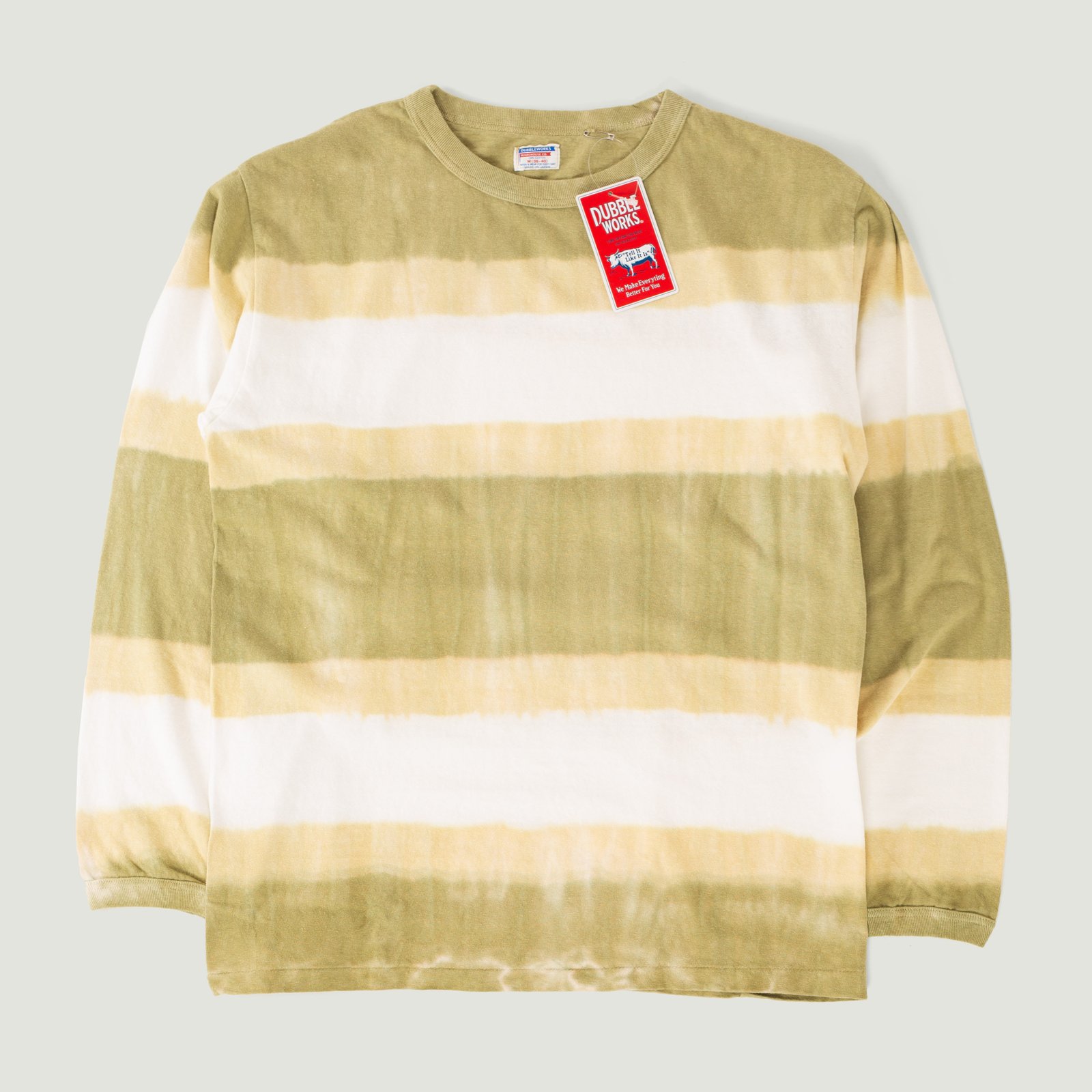 Long Sleeve Tie Dye Border Tee Beige/Khaki