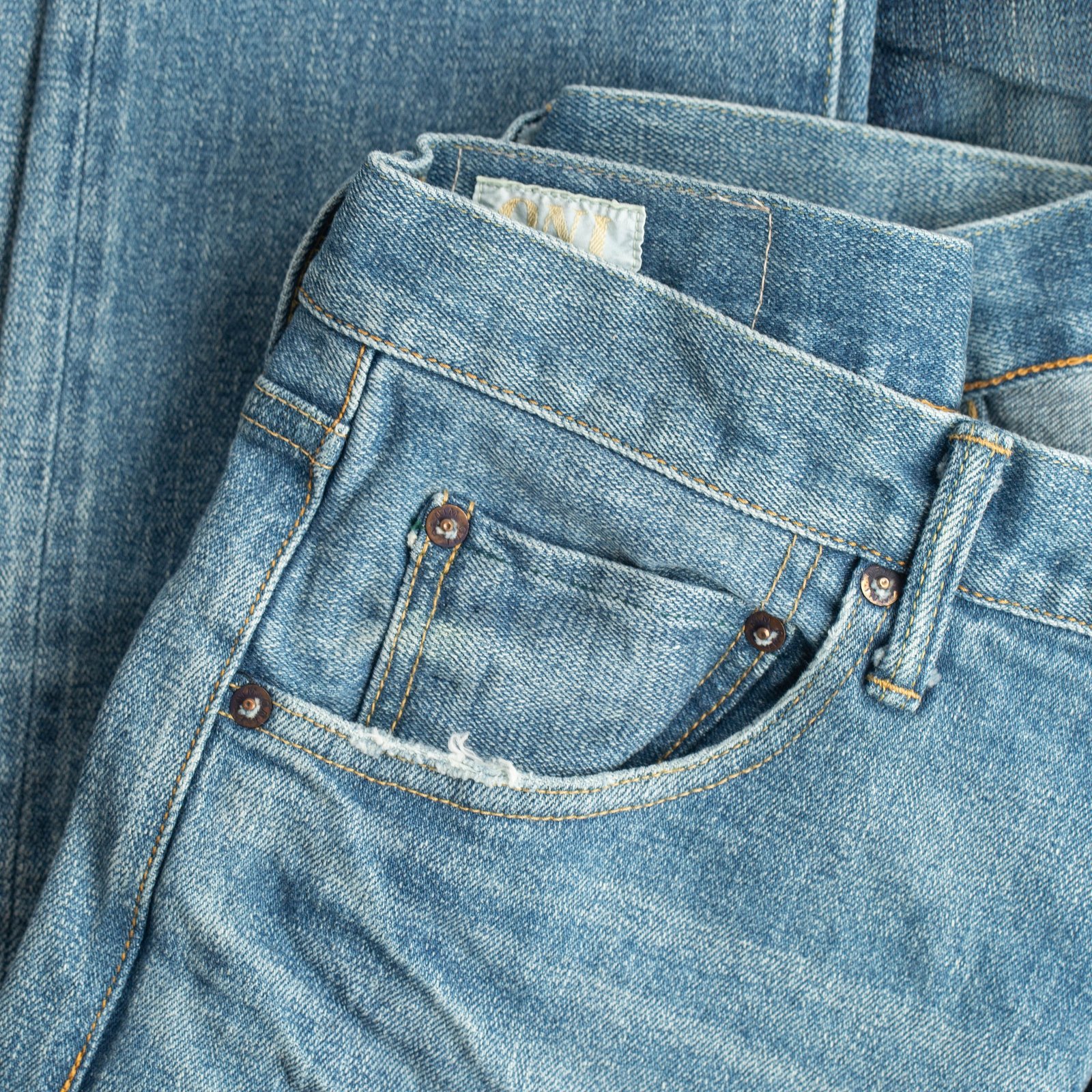 121S "Ishikawadai Stretch" 15oz Relaxed Tapered Used Bleach