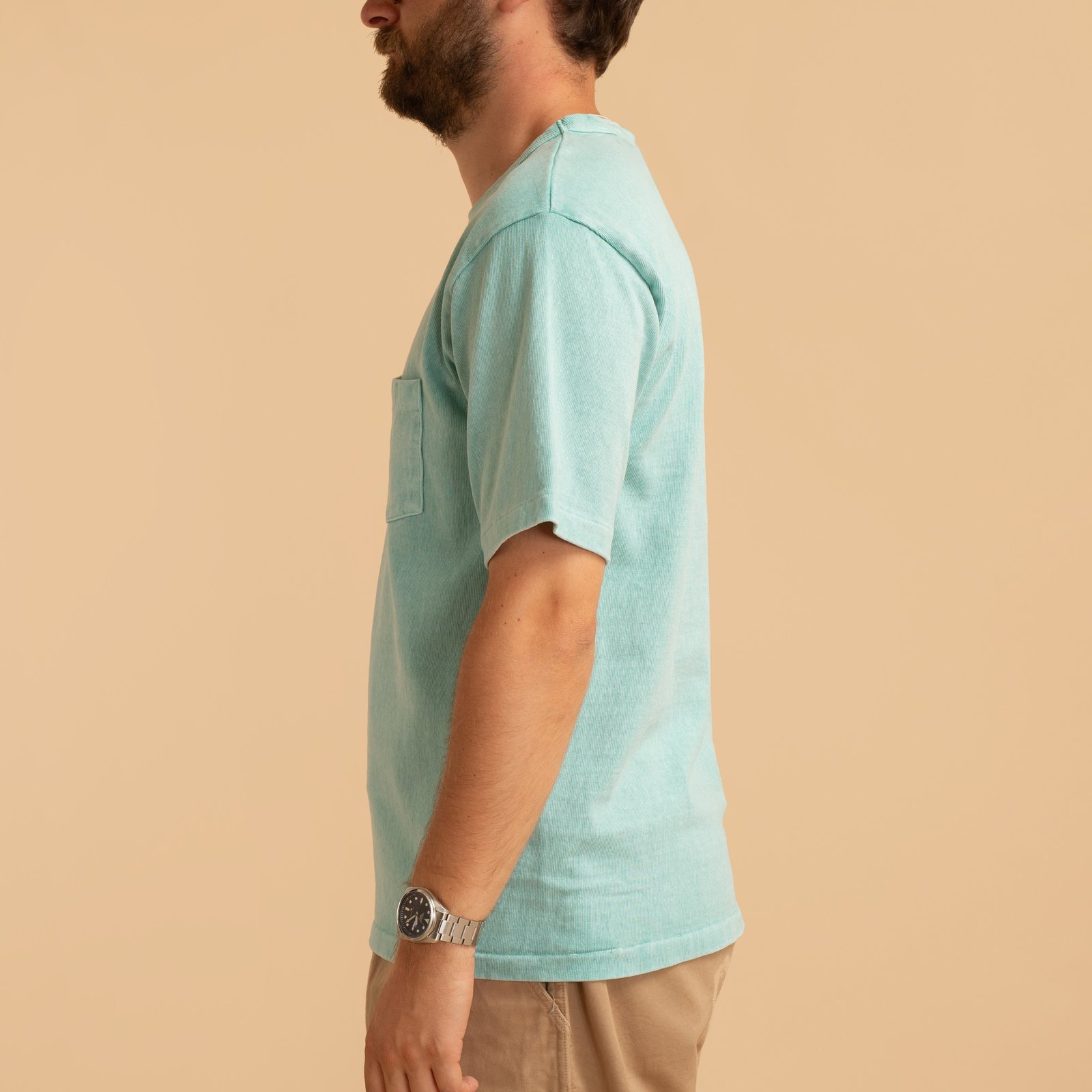 Short Sleeve Pocket Tee Pigment Dye Turquoise