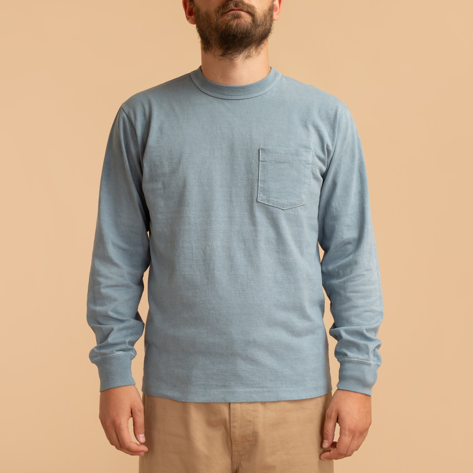 "SURE MFG" 7.5 oz Pocket Long Sleeve Tee Indigo Zombies