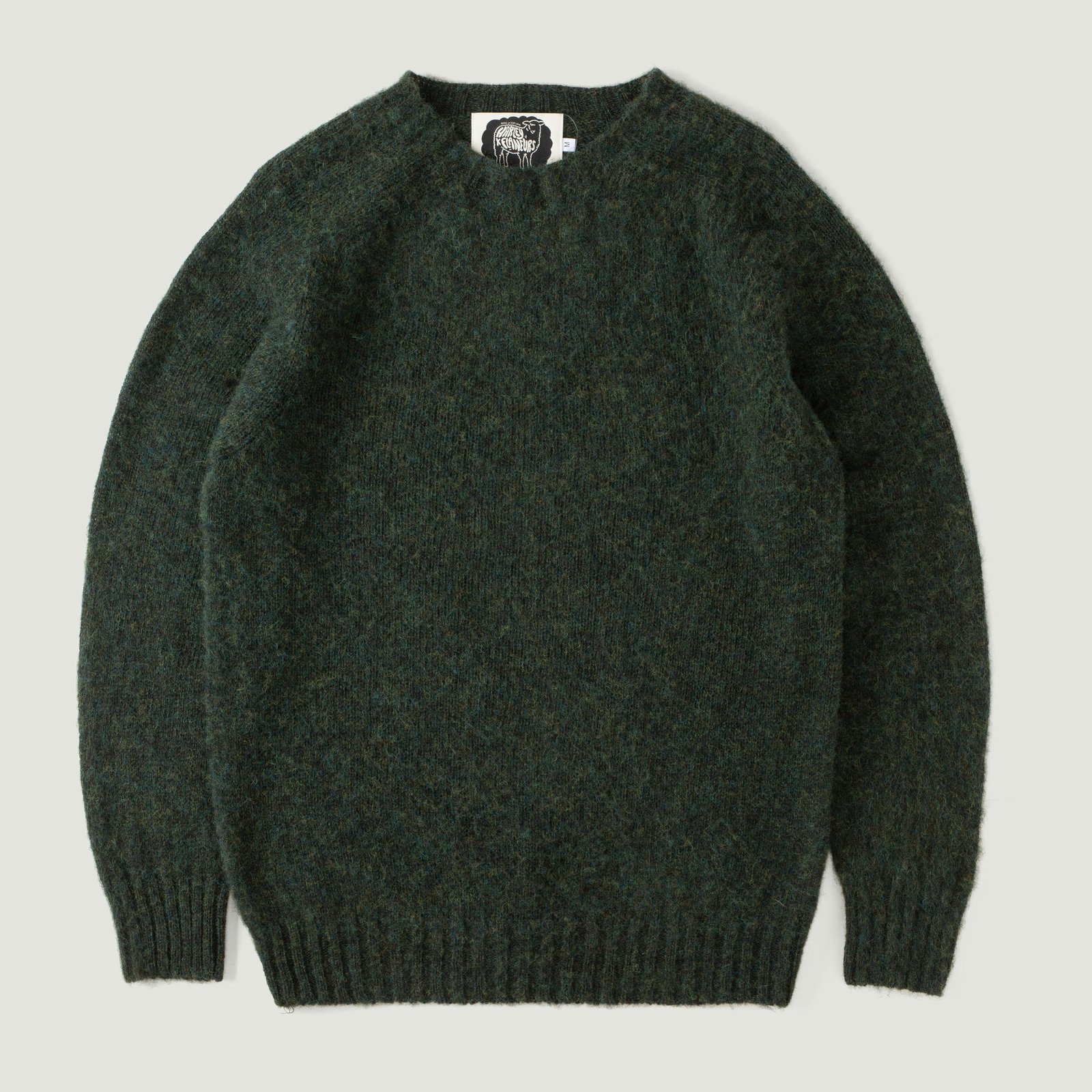 vignette HARLEY OF SCOTLAND X FLÂNEURS pull Shaggy Crew Neck Evergreen