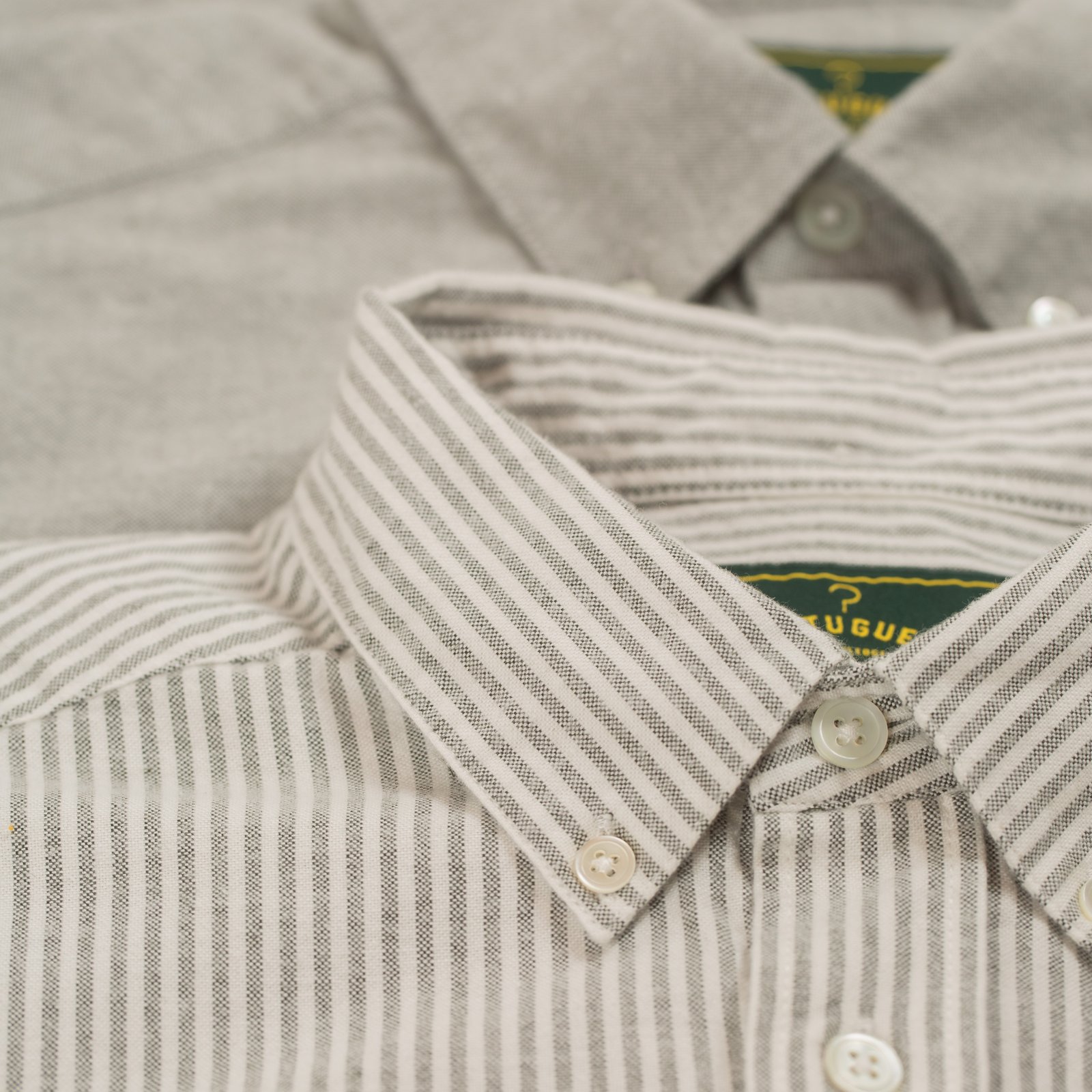 Brushed Oxford Stripe in Moss Green