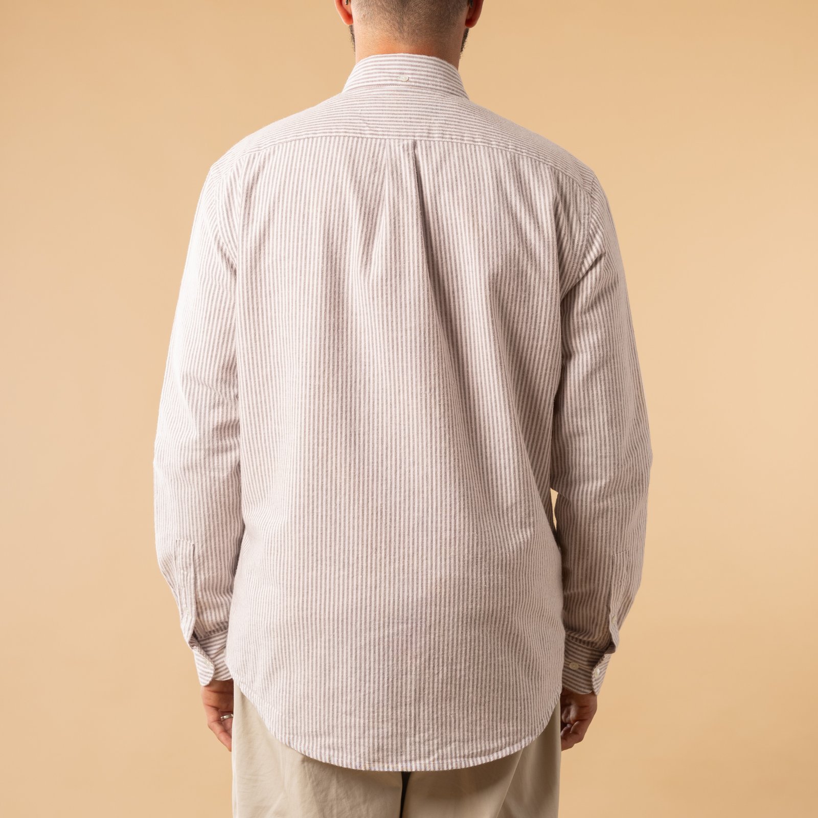 Brushed Oxford Stripe in Bordeaux