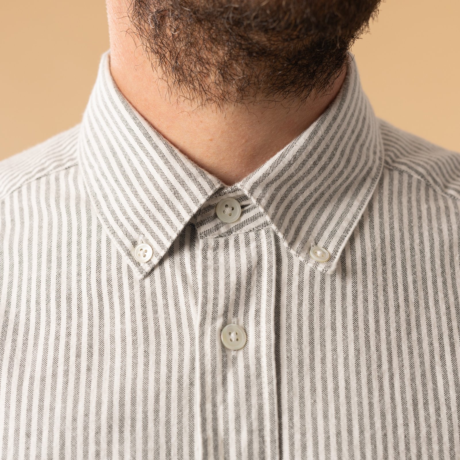 Brushed Oxford Stripe in Moss Green