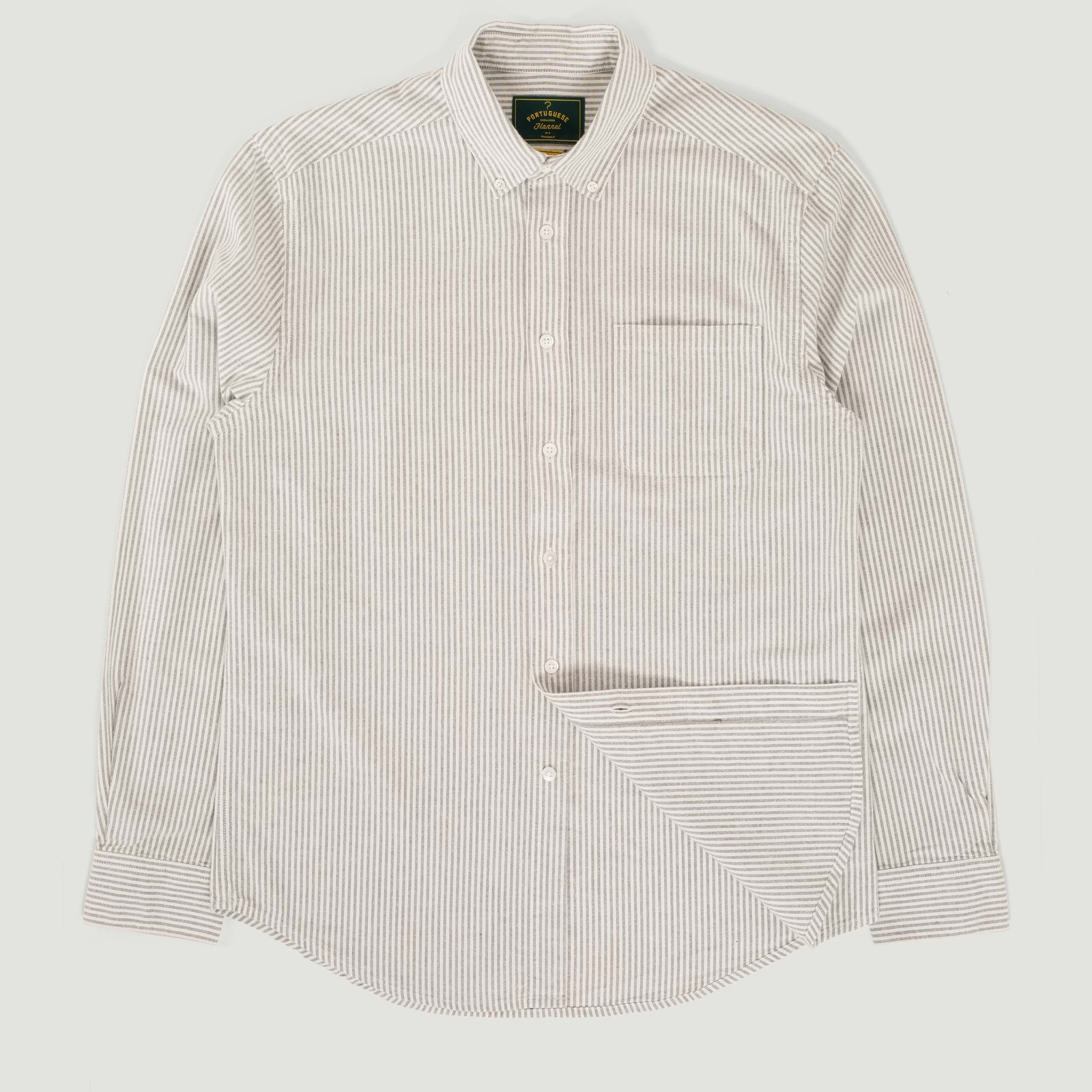 Brushed Oxford Stripe in Moss Green