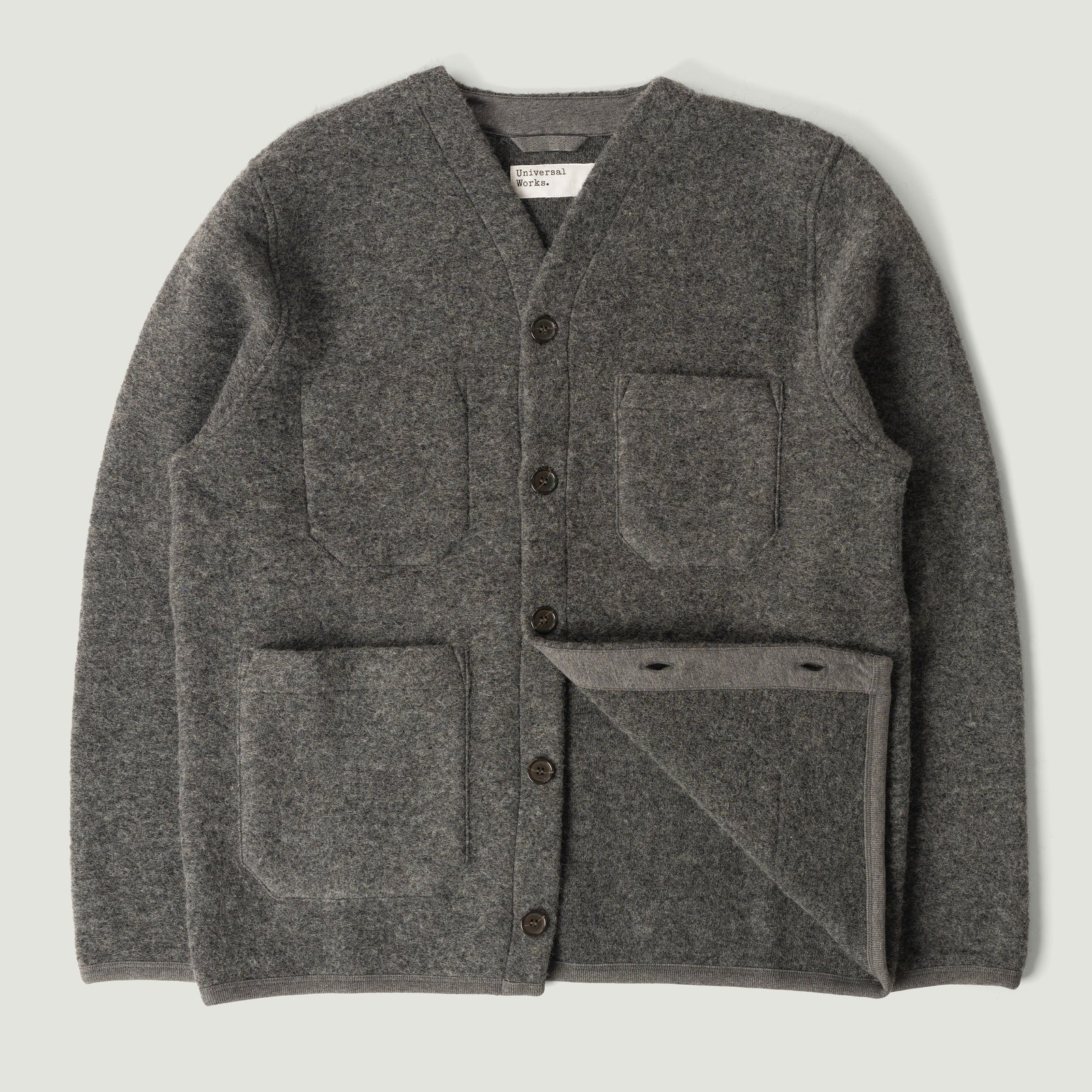 Wool Fleece Cardigan Grey Marl