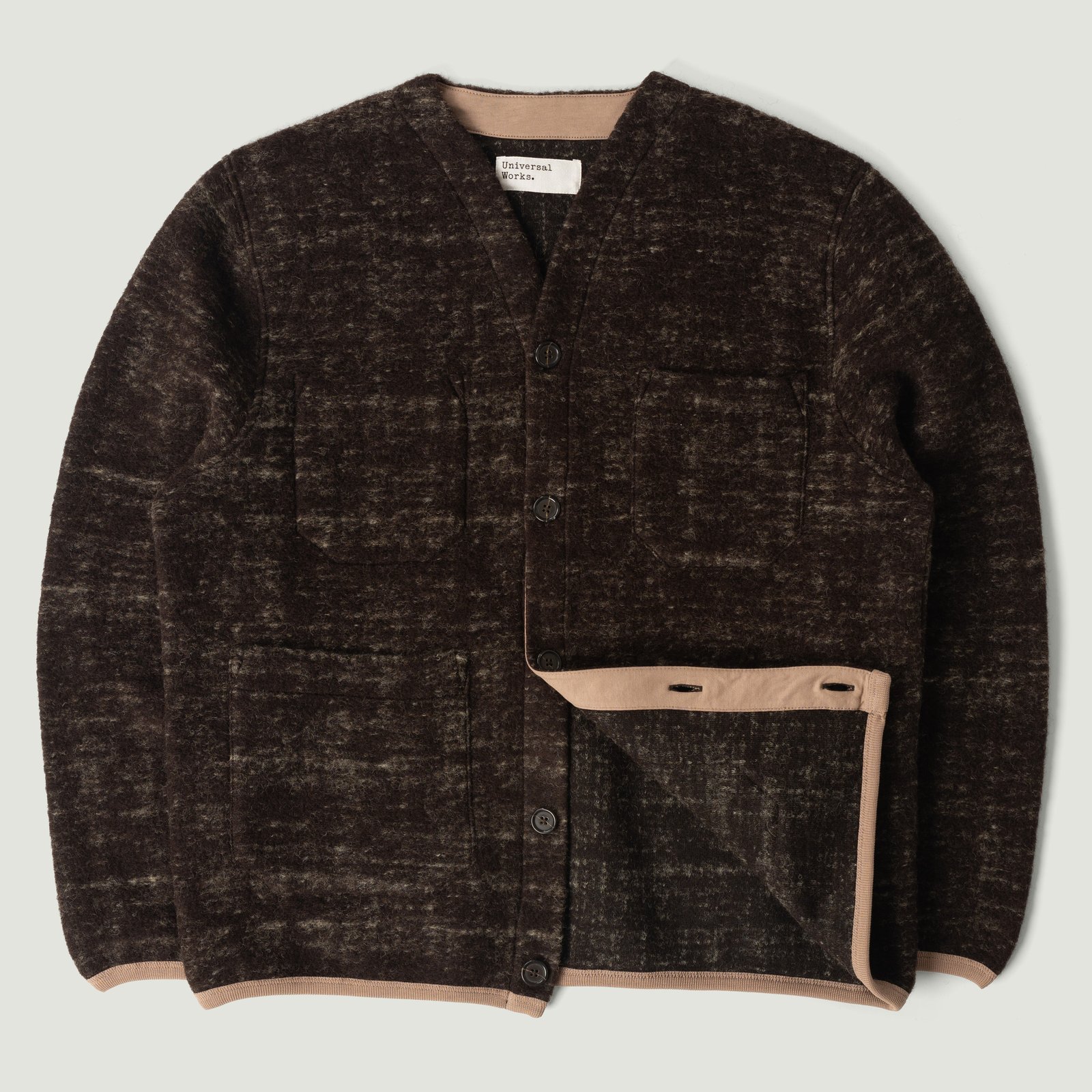 Marble Fleece Cardigan Brown