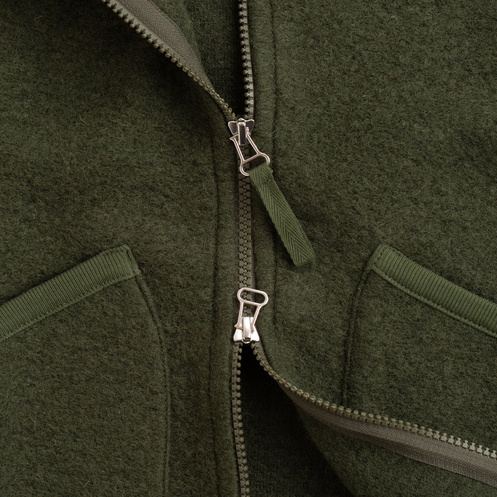 Wool Fleece Zip Waistcoat Olive