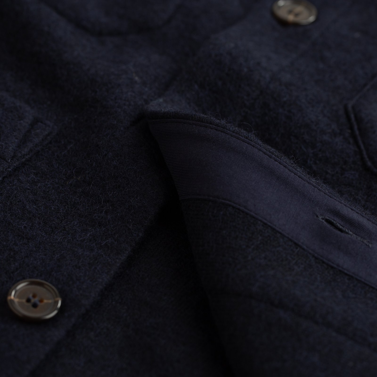 Navy Wool Fleece Cardigan