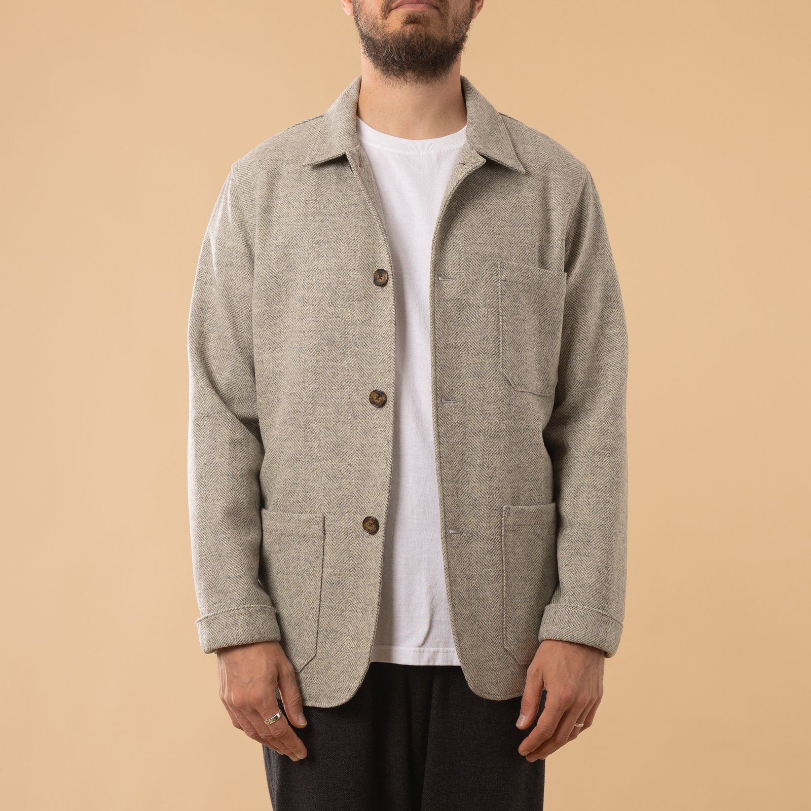 Labura Herringbone Wool Light Grey