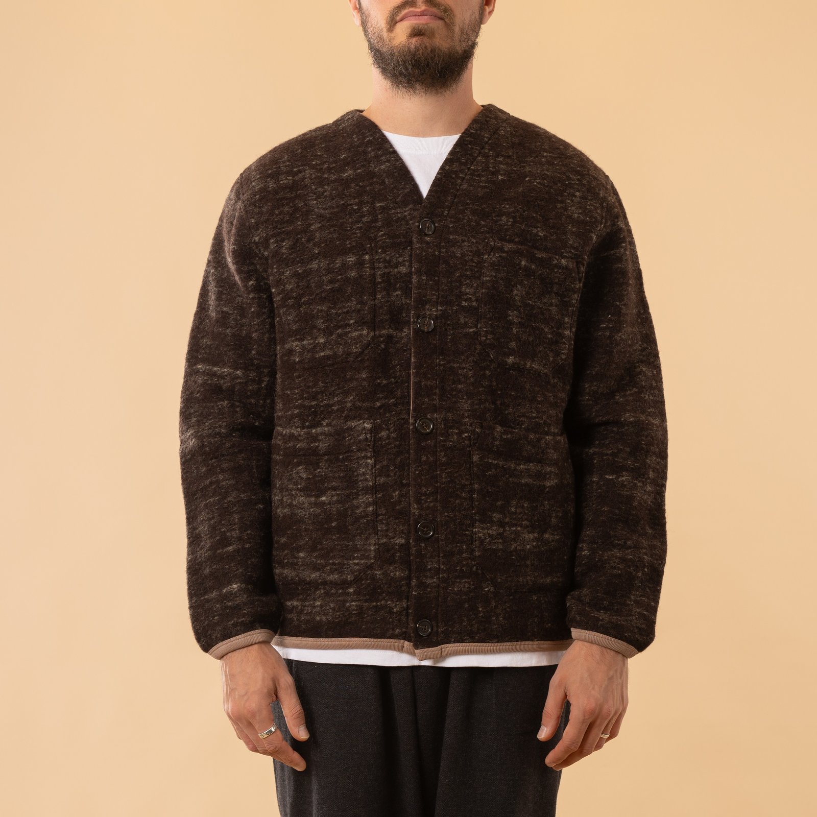 Marble Fleece Cardigan Brown