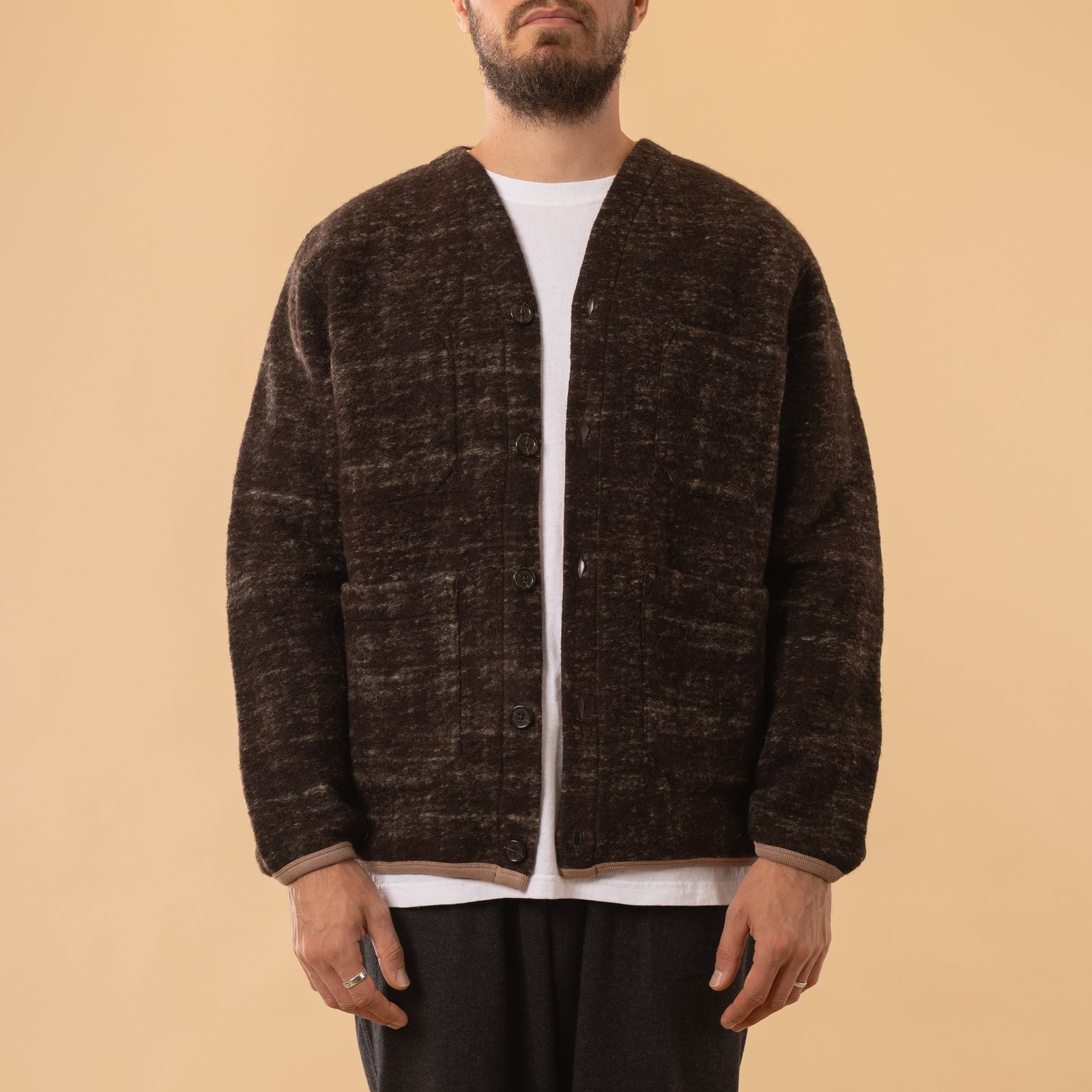 Marble Fleece Cardigan Brown