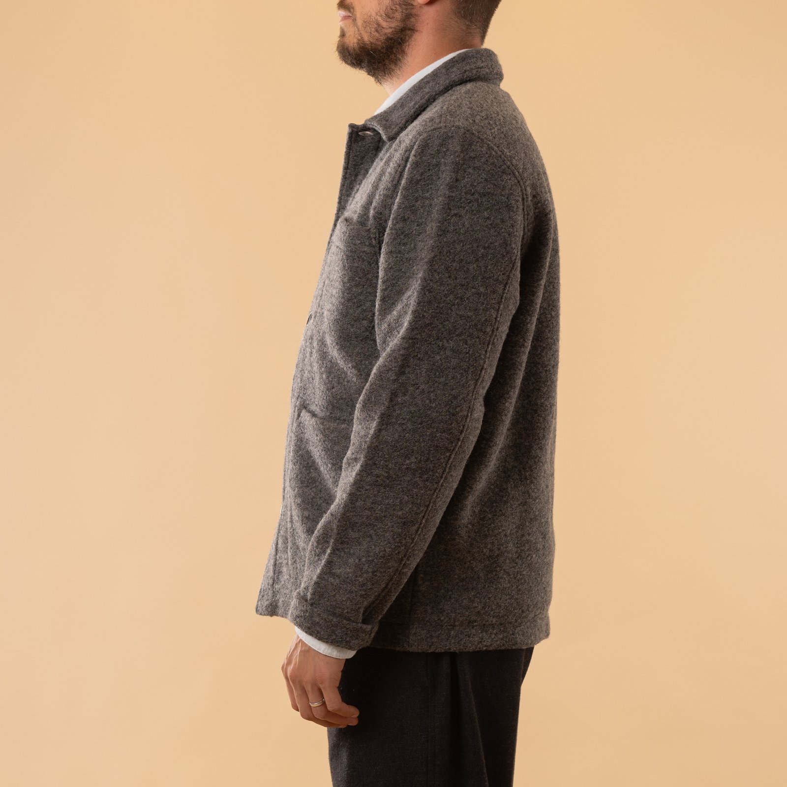 Wool Fleece Field Jacket Grey Marl