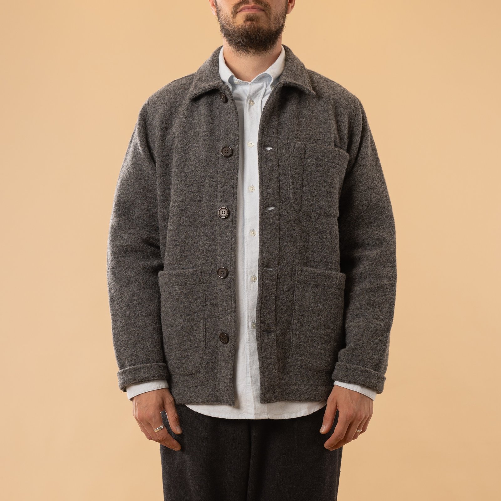 Wool Fleece Field Jacket Grey Marl