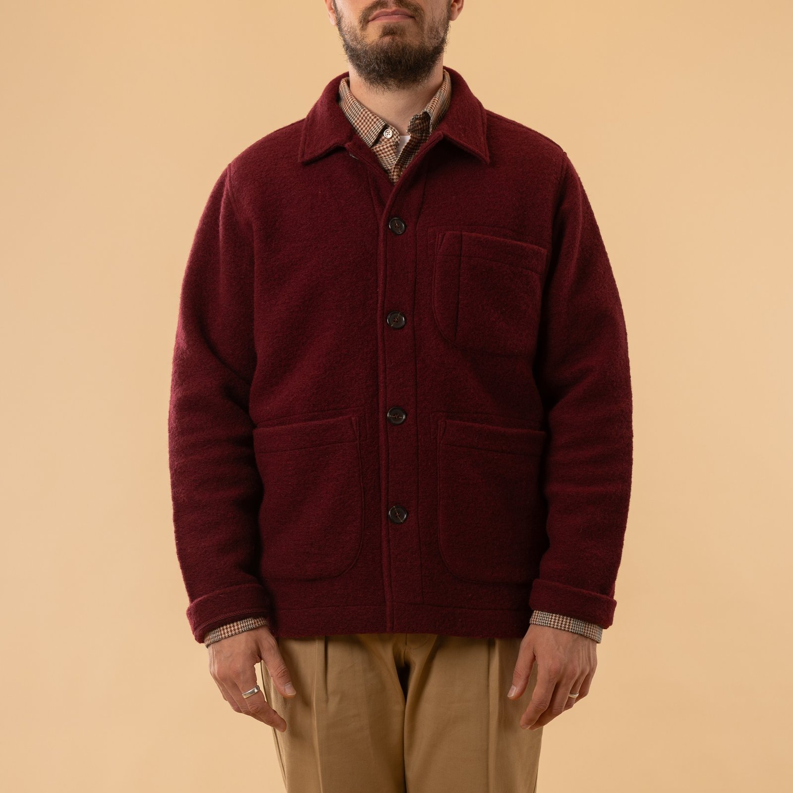 Wool Fleece Field Jacket Deep Red