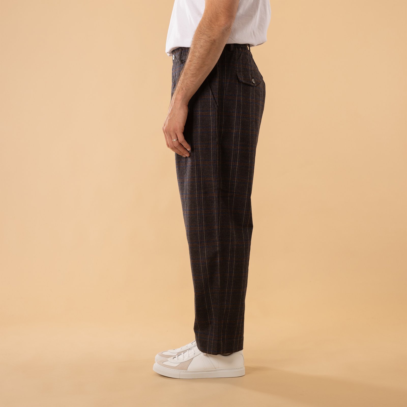 Twist Wool Check Oxford Pant Brown