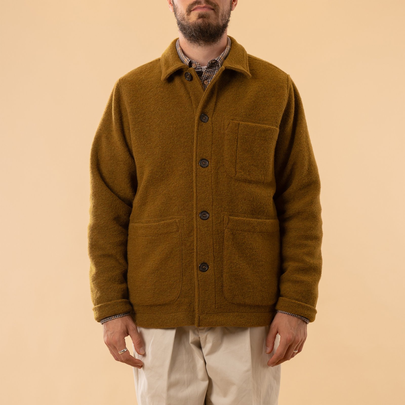 Wool Fleece Field Jacket Mustard