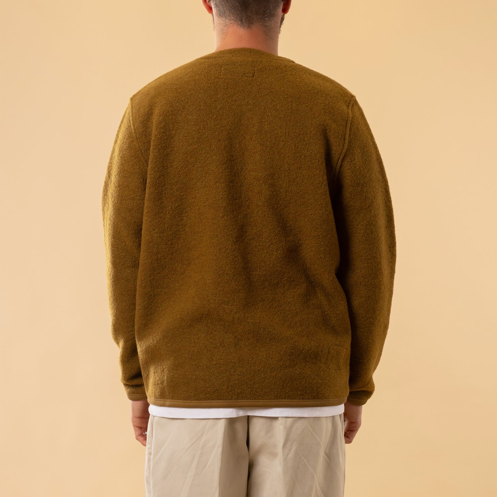 Wool Fleece Cardigan Mustard