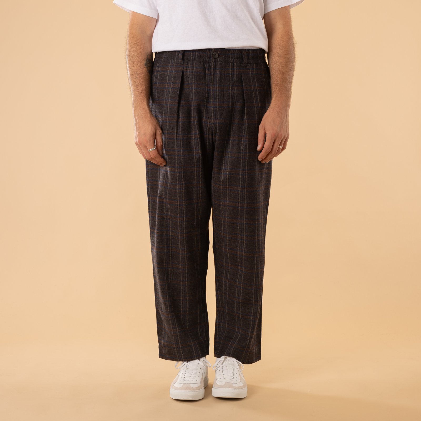 Twist Wool Check Oxford Pant Brown