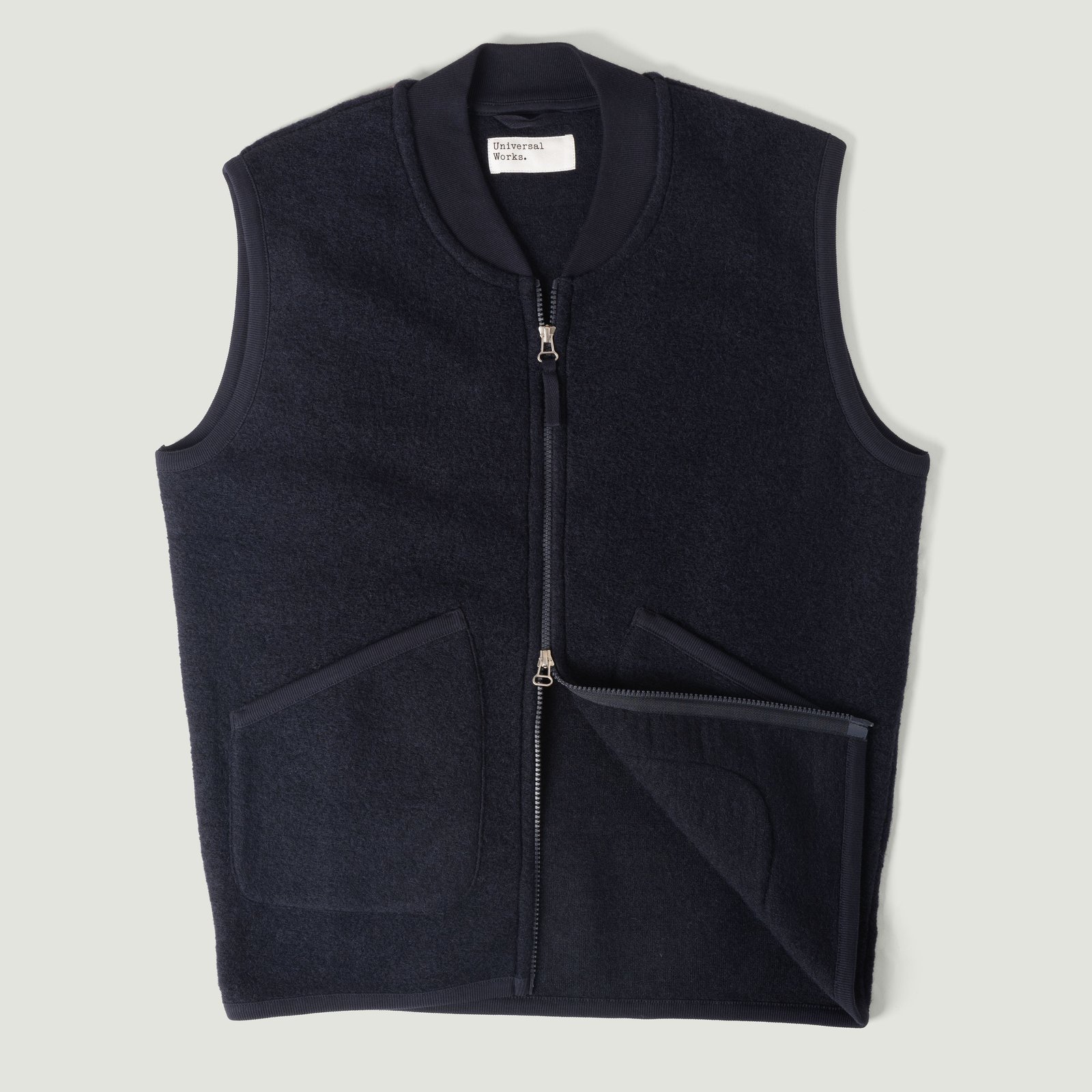 Wool Fleece Zip Waistcoat Navy