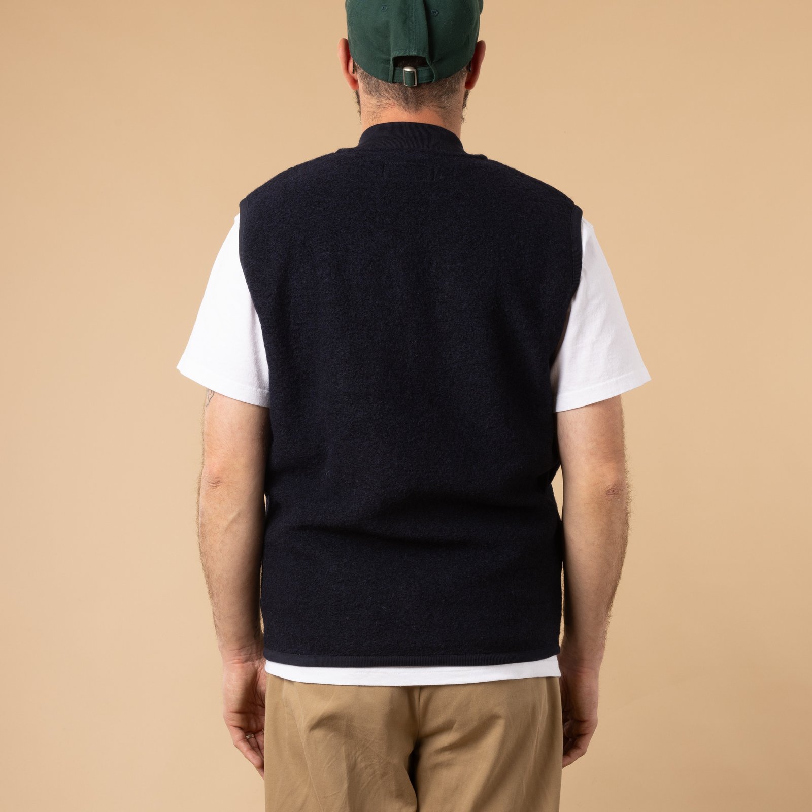 Wool Fleece Zip Waistcoat Navy