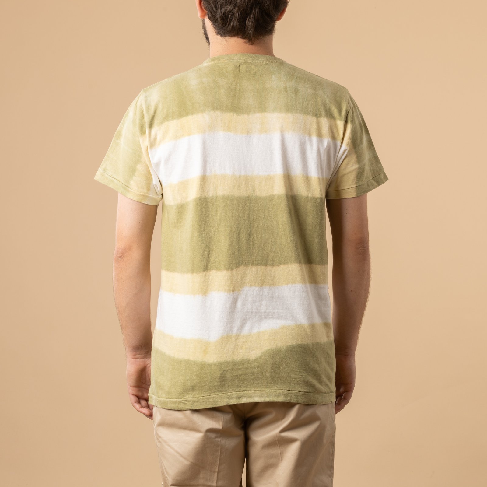 Short Sleeve Tie Dye Border Tee Beige/Khaki