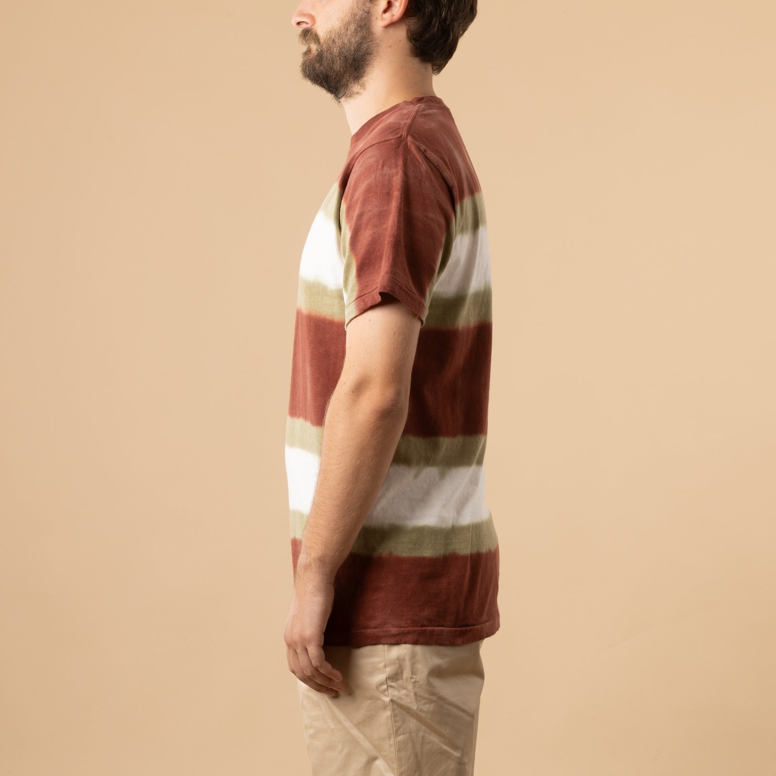 Short Sleeve Tie Dye Border Tee Brick/Khaki