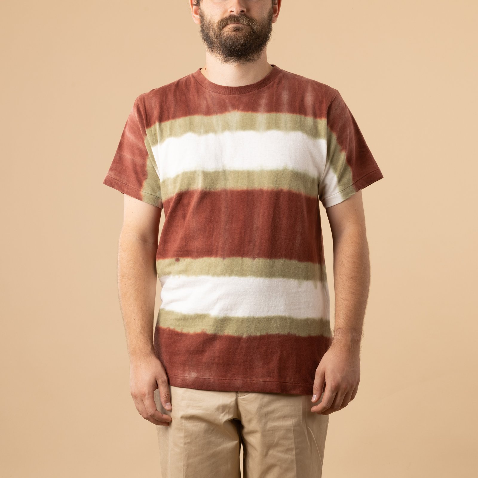 Short Sleeve Tie Dye Border Tee Brick/Khaki