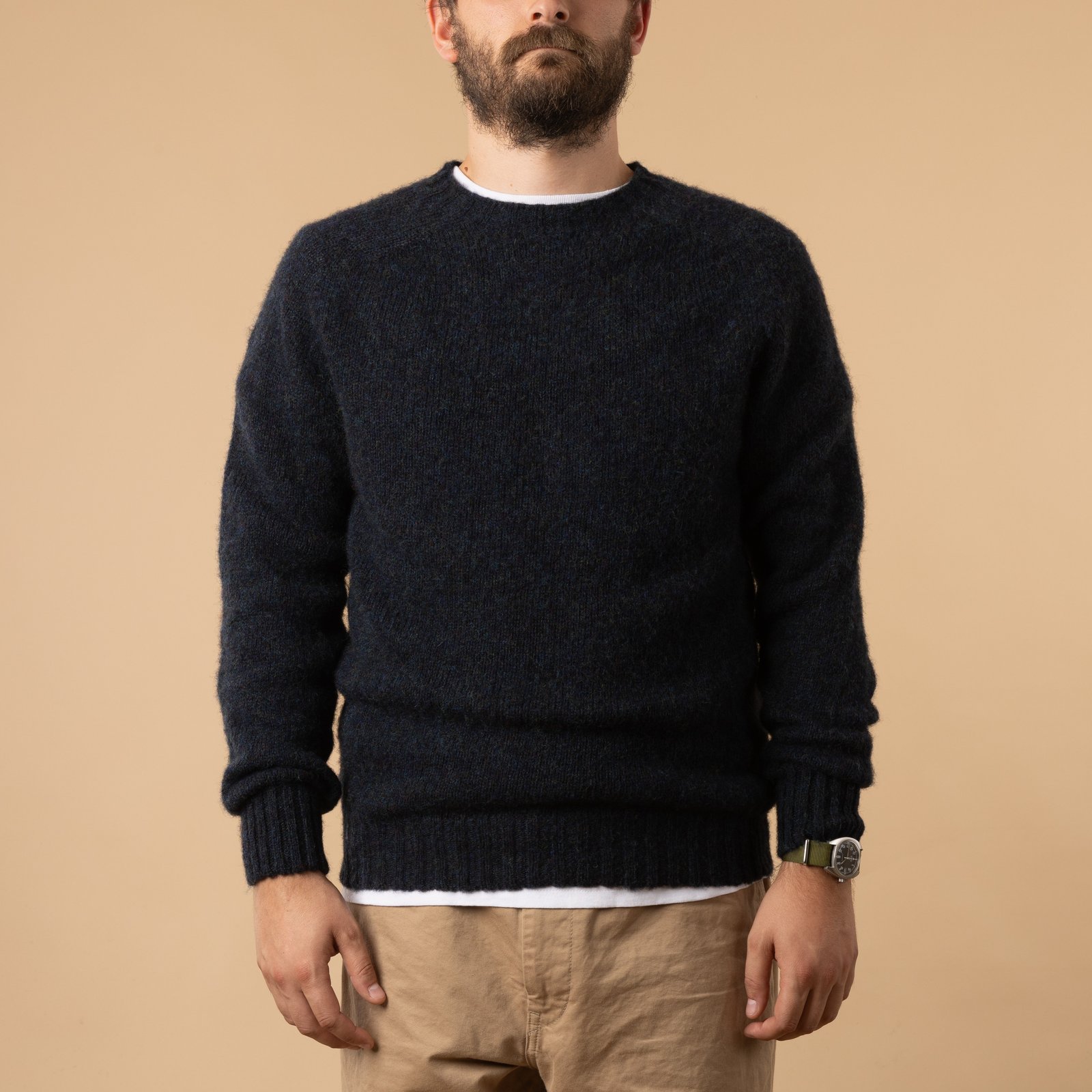 image flâneurs pull HARLEY OF SCOTLAND X FLÂNEURS Shaggy Crew Neck Ocean de face