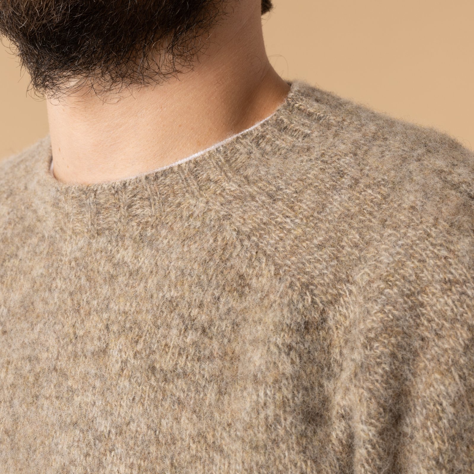 brown mushroom-colored shaggy sweater from HARLEY OF SCOTLAND