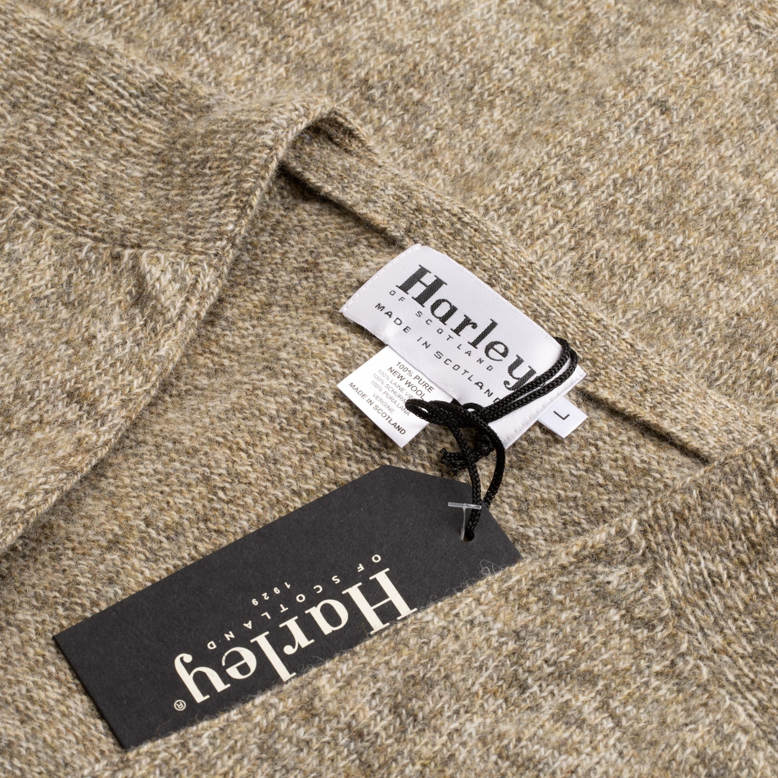 Harley of Scotland mushroom color cardigan, casual wear tag