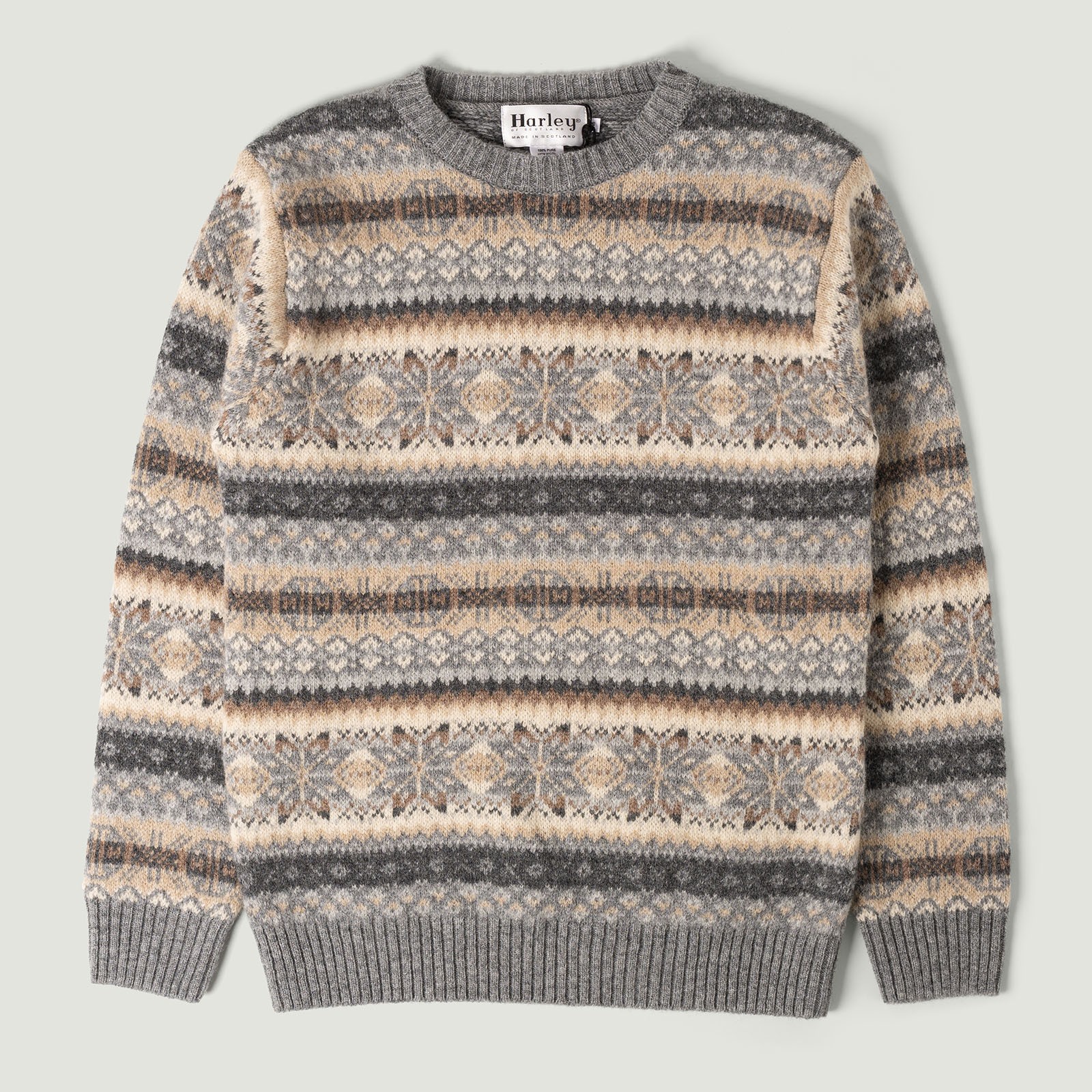 Vignette_pull laine Fair Isle HARLEY OF SCOTLAND couleur M Grey